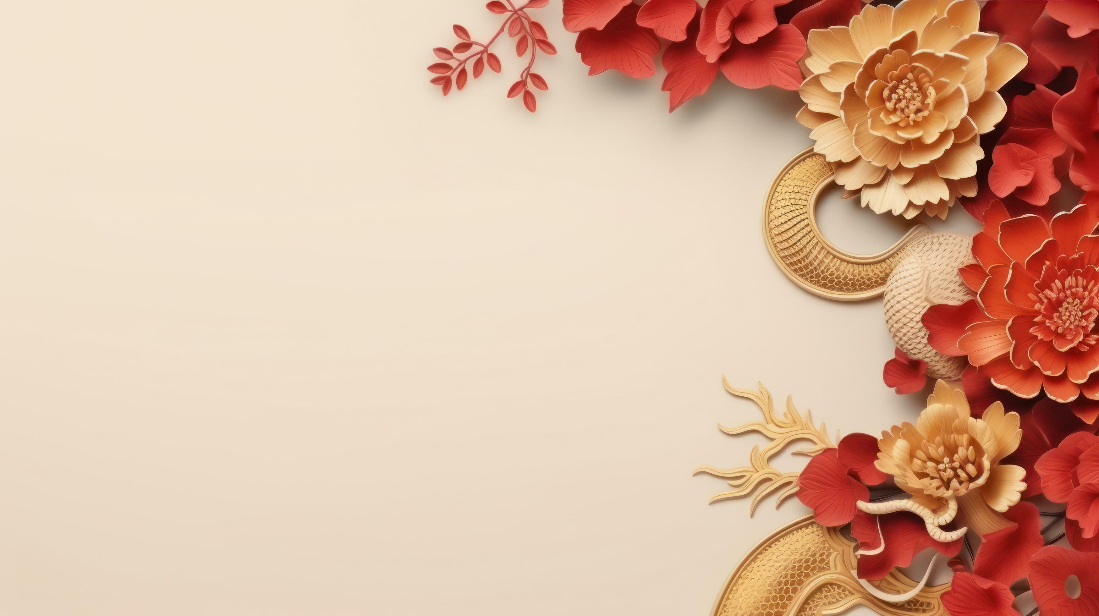 Chinese holiday background with flowers Stock Free