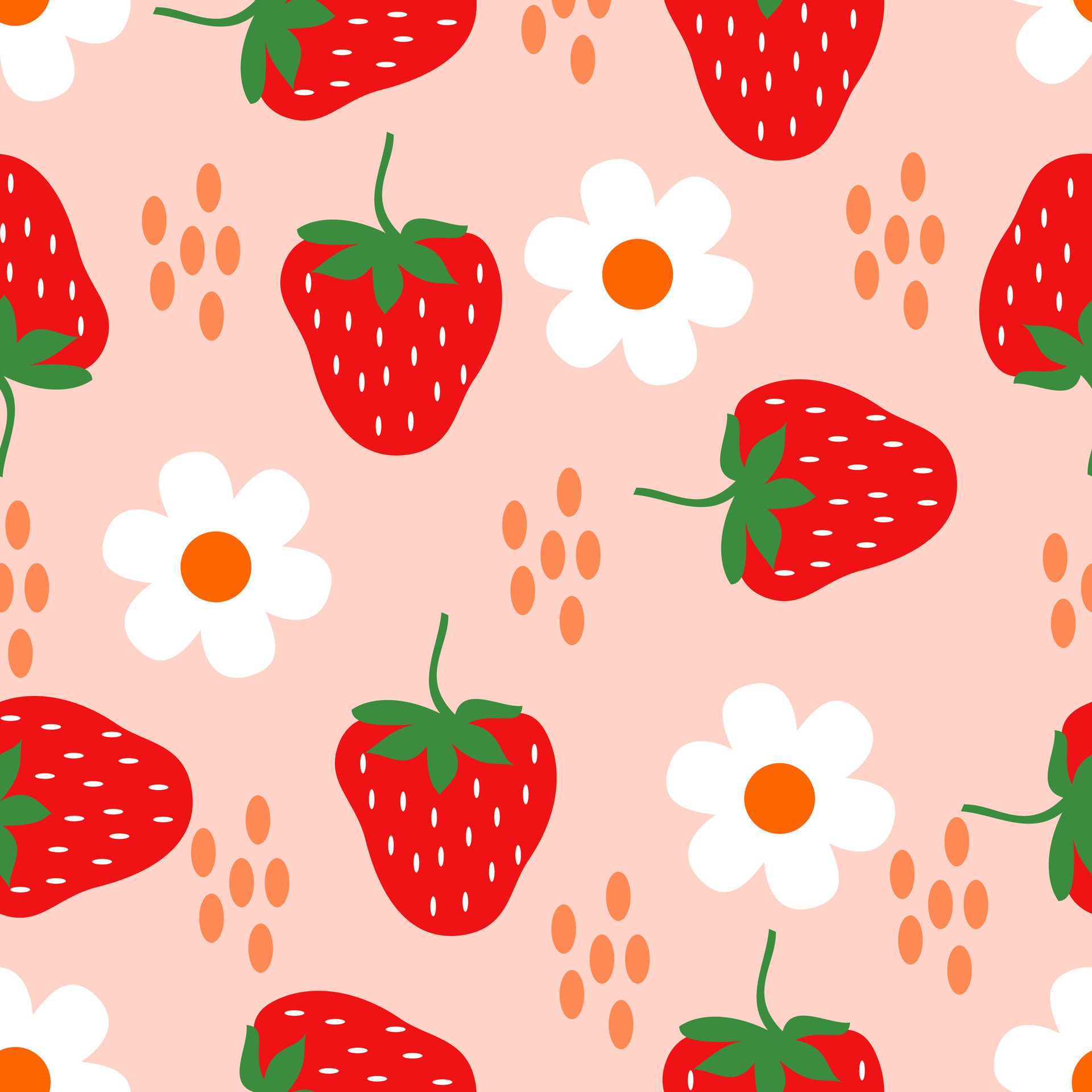 Stawberry Seamless Pattern Free Vector