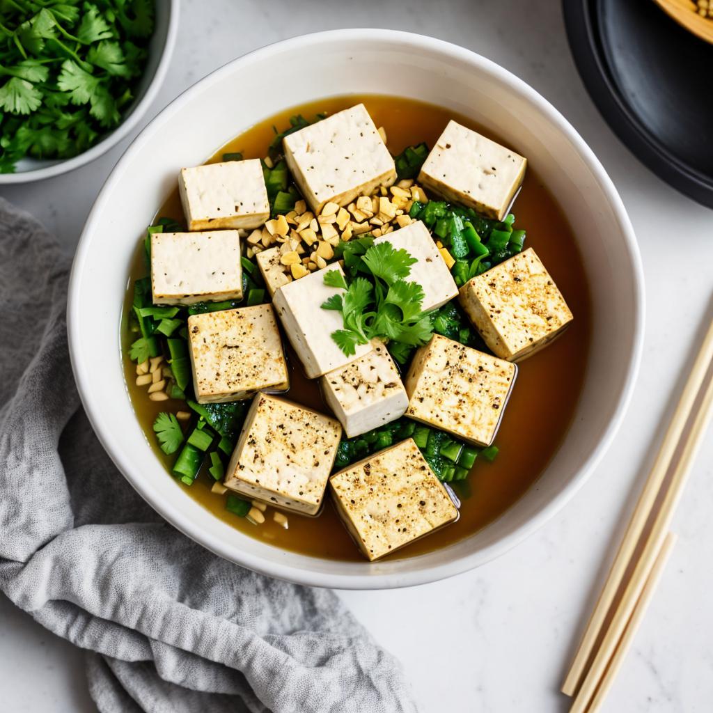 Tofu in a bowl by @ai_generated