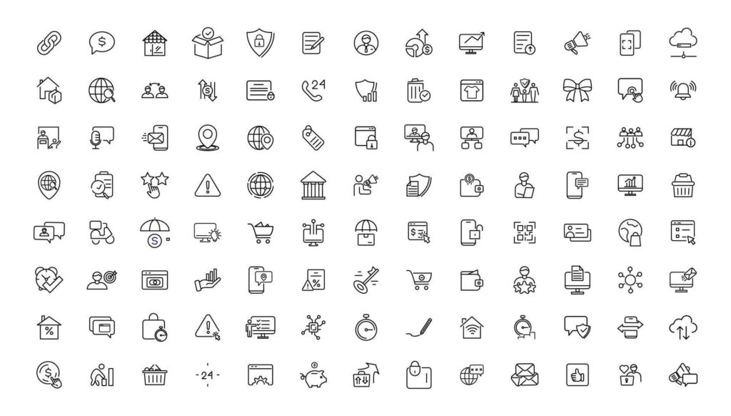 Digital business linear icons collection.Set of thin line web icon set, simple outline icons collection, Pixel Perfect icons, Stock Free