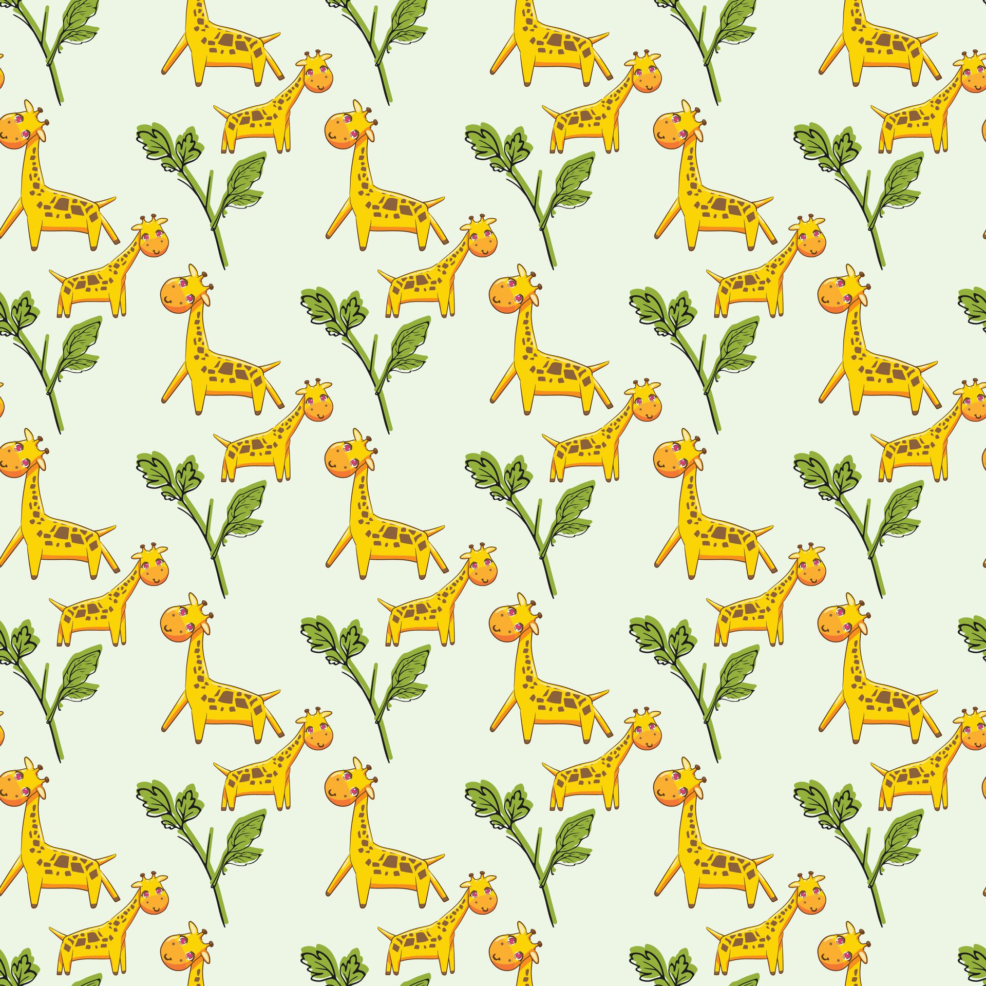 Cute Giraffes Seamless Pattern Design Free Vector