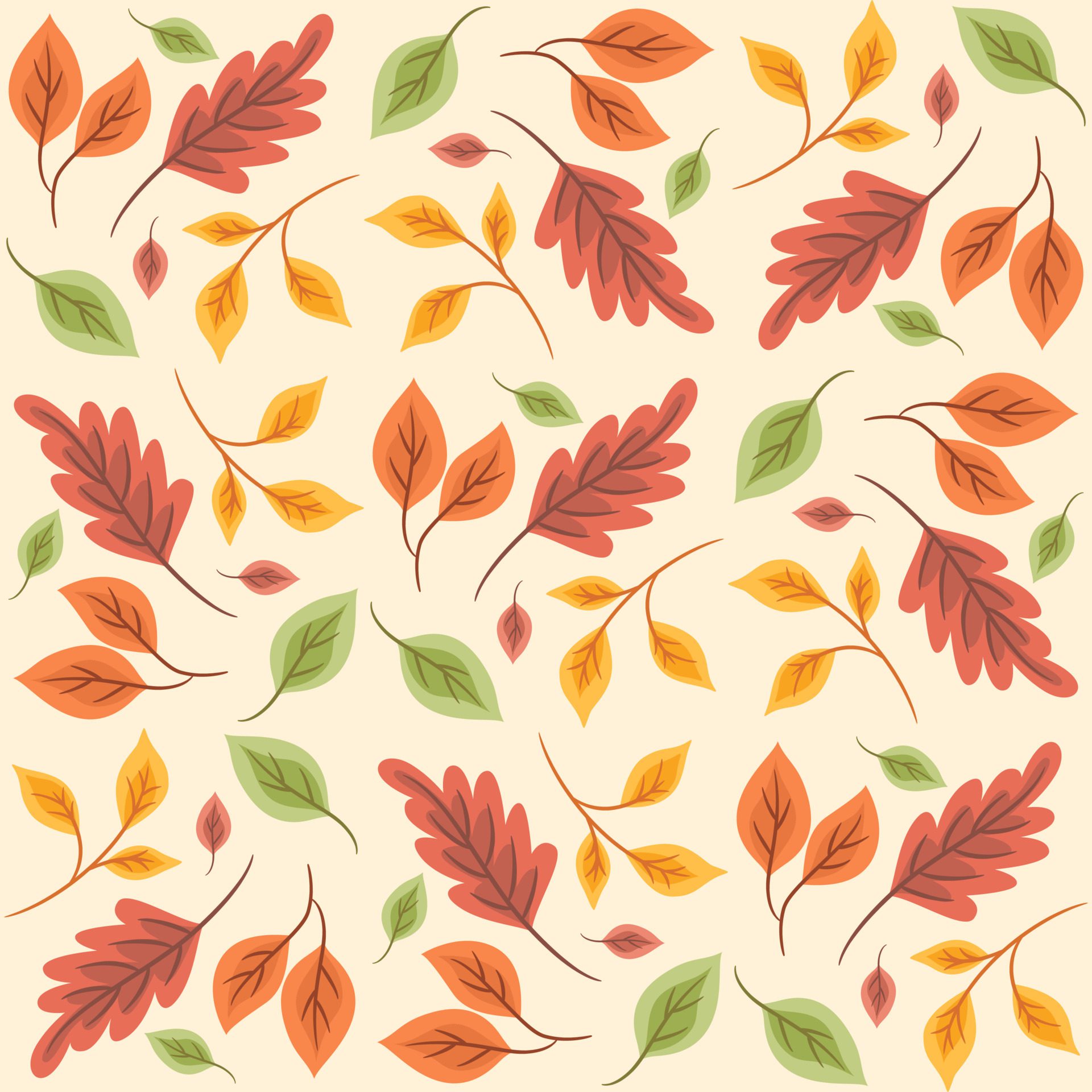 Abstract Floral Seamless Pattern With Autumn Leaves Free Vector