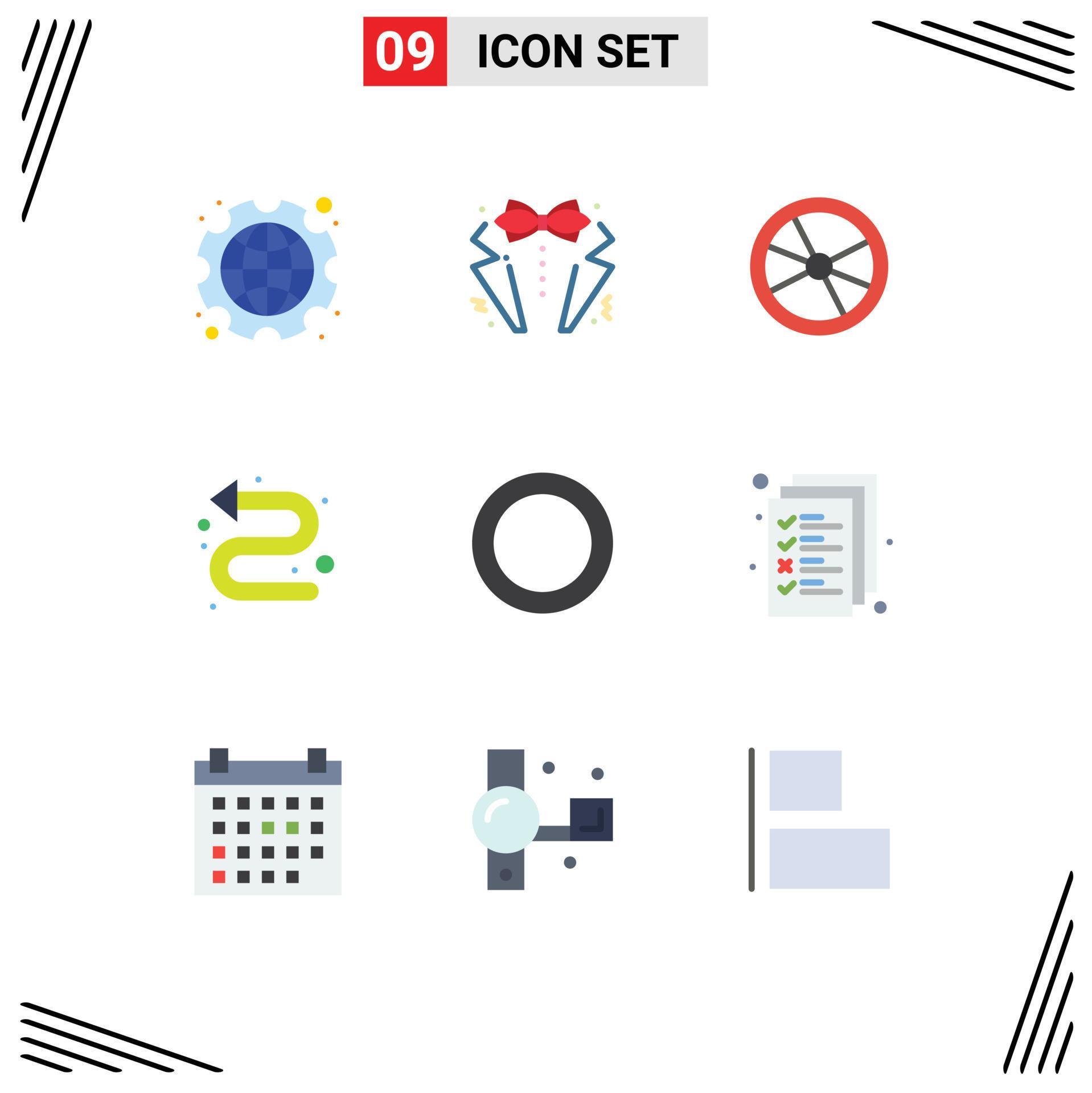 Set of 9 Commercial Flat Colors pack for indicator arrows suit laboratory danger Editable Vector Design Elements Stock Free