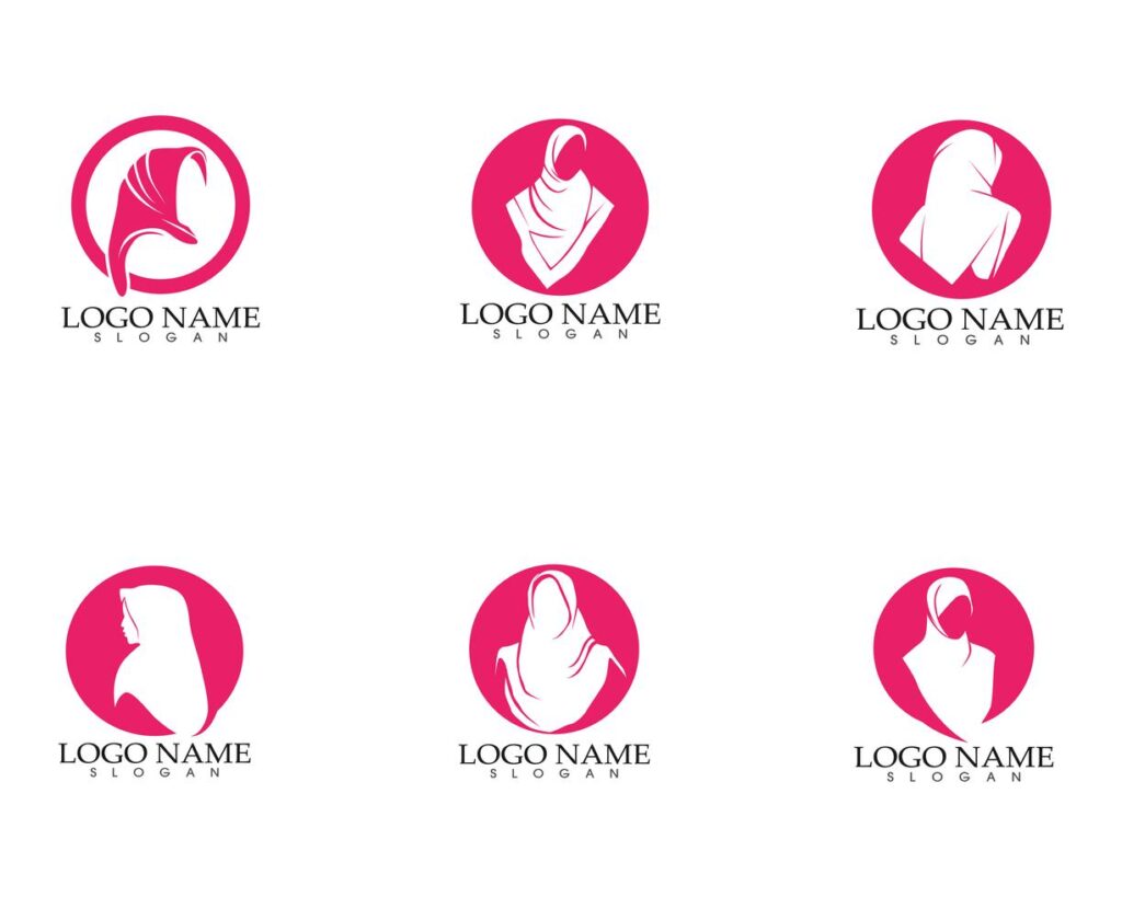 hijab woman silhouette logo and symbols Stock Free