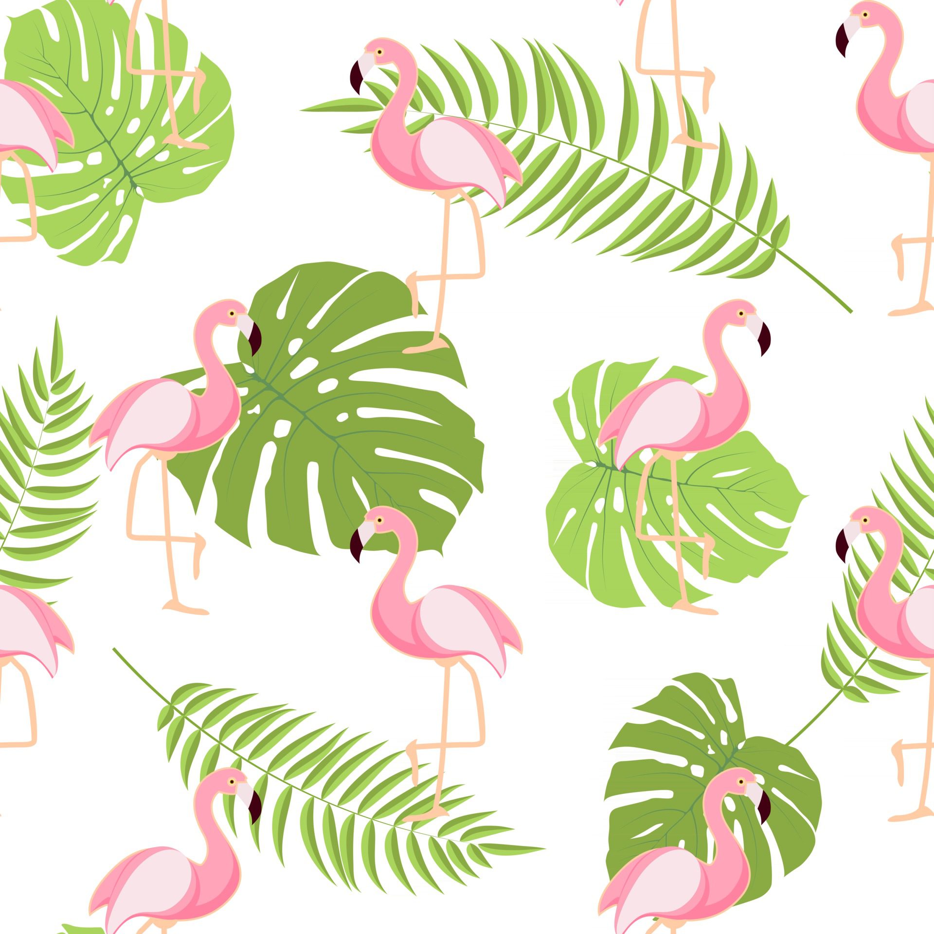 Cute Retro Seamless Flamingo Pattern Background Vector Illustration Free Vector