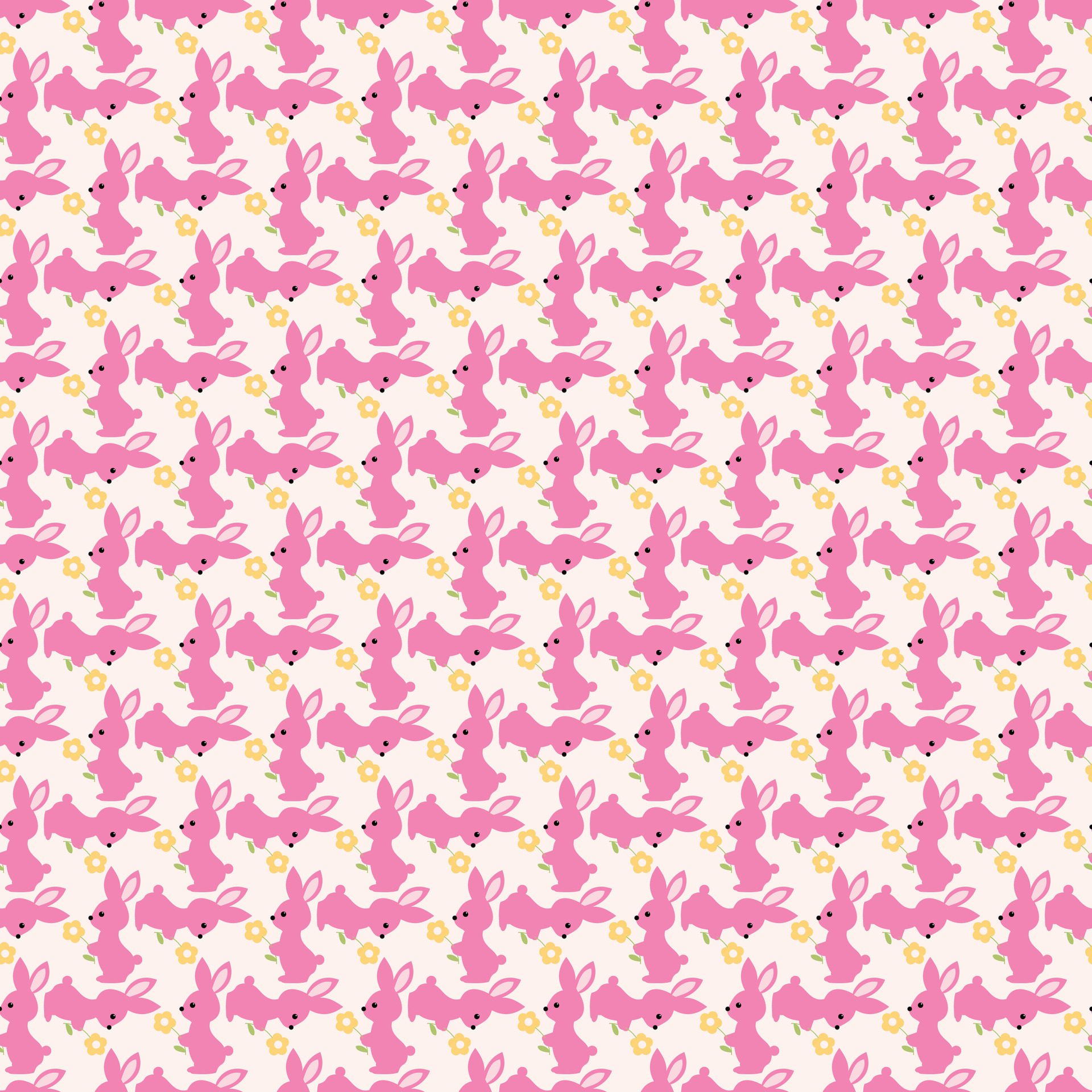 Rabbits With Butterflies Seamless Pattern Design Free Vector