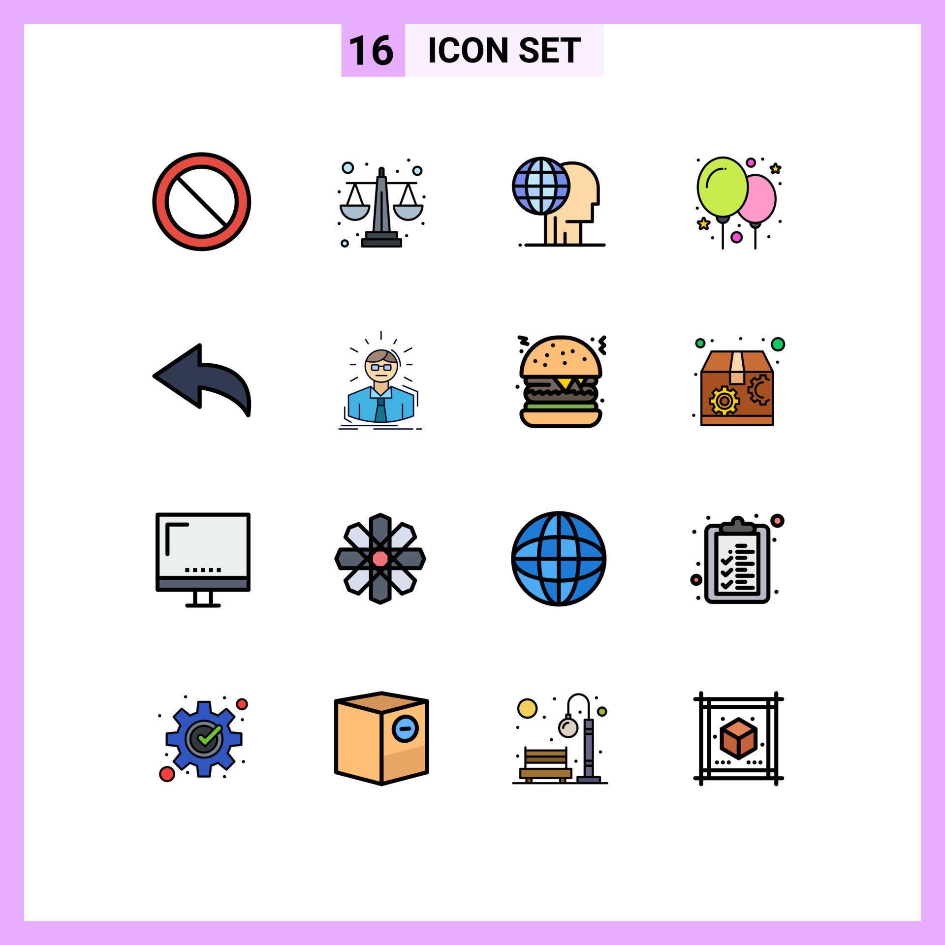 Universal Icon Symbols Group of 16 Modern Flat Color Filled Lines of manager arrow finance party balloon Editable Creative Vector Design Elements Stock Free