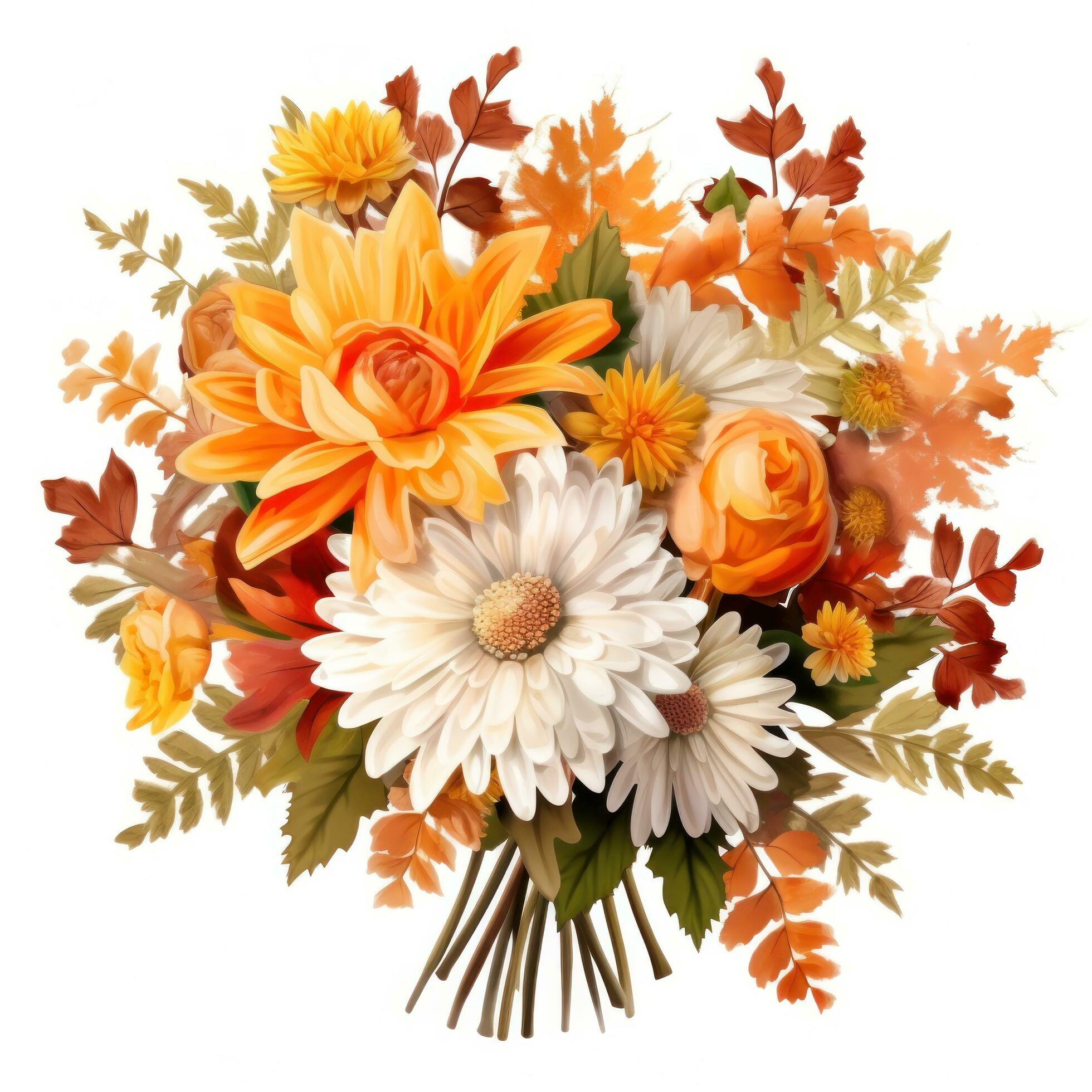 Autumn flowers bouquet isolated Stock Free