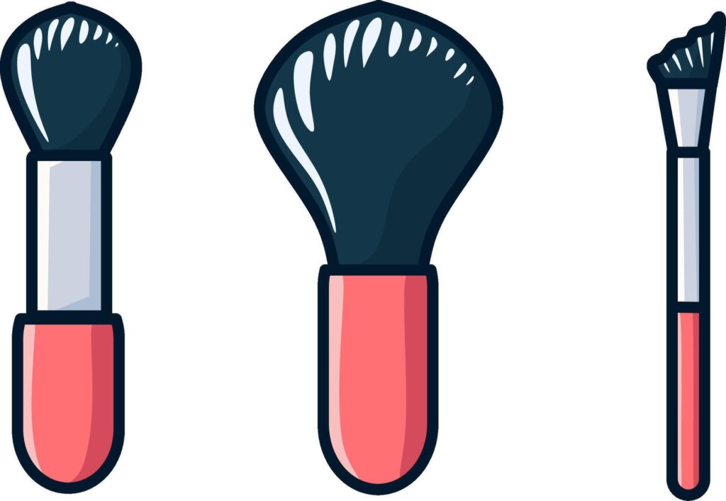 Pink make up brush set icon Stock Free