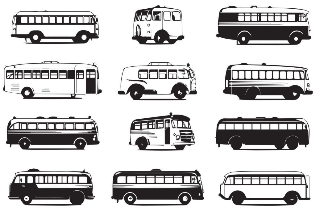 Set of bus icon illustration. Isolated on white background Stock Free