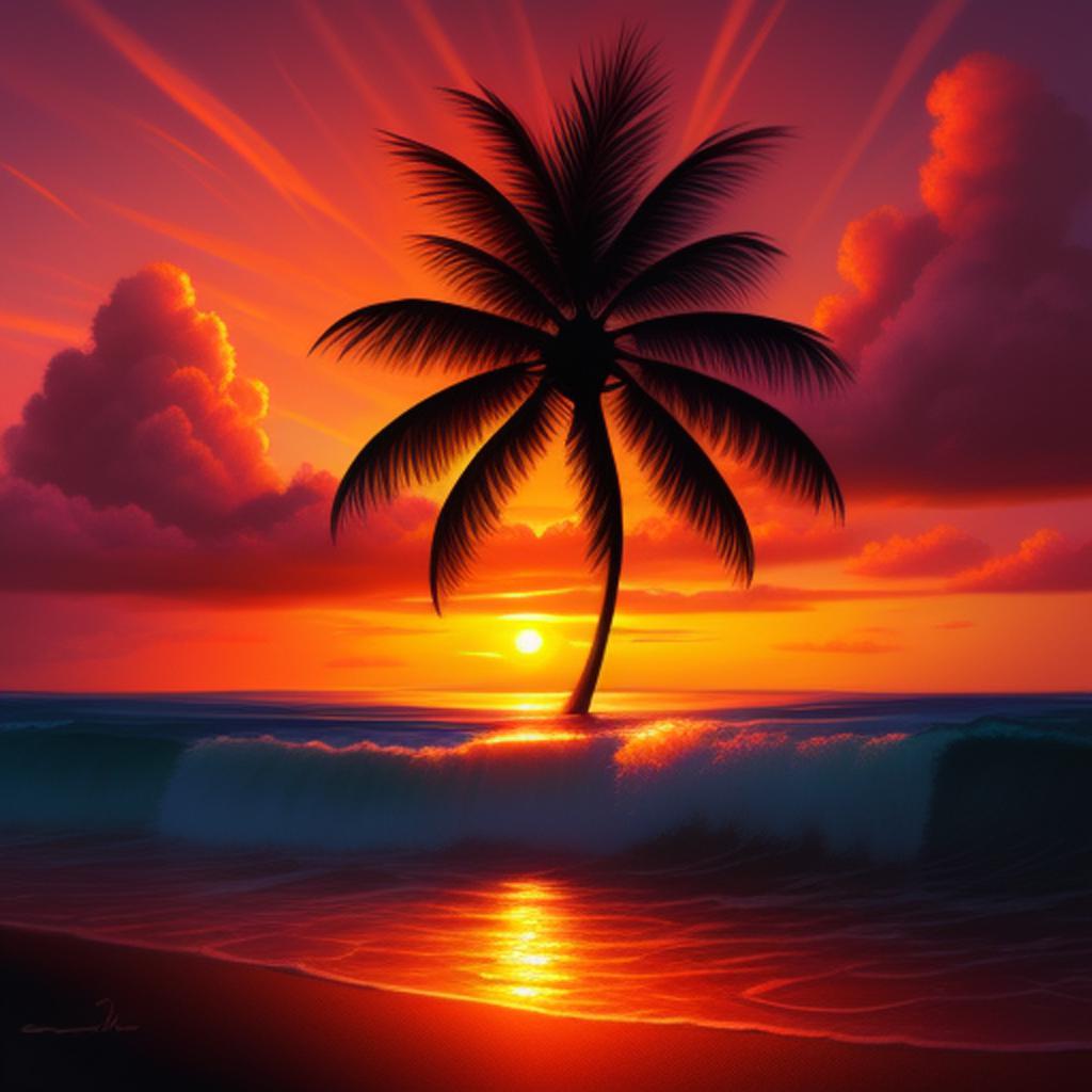 Tropical sunset by @wilsonpoeta by @ai_generated