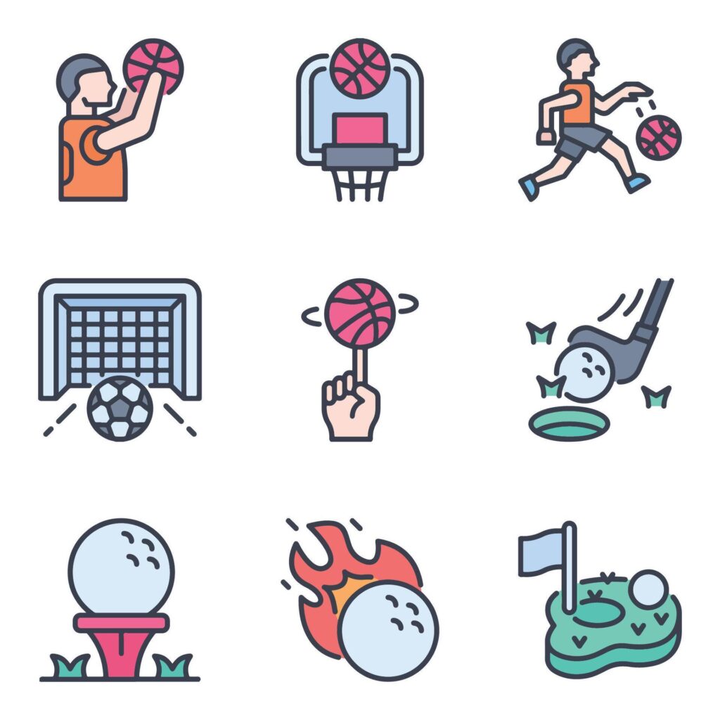 A set of sport icons and badges in a trendy linear style Stock Free