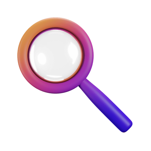 Find, search, magnifying glass 3D illustration