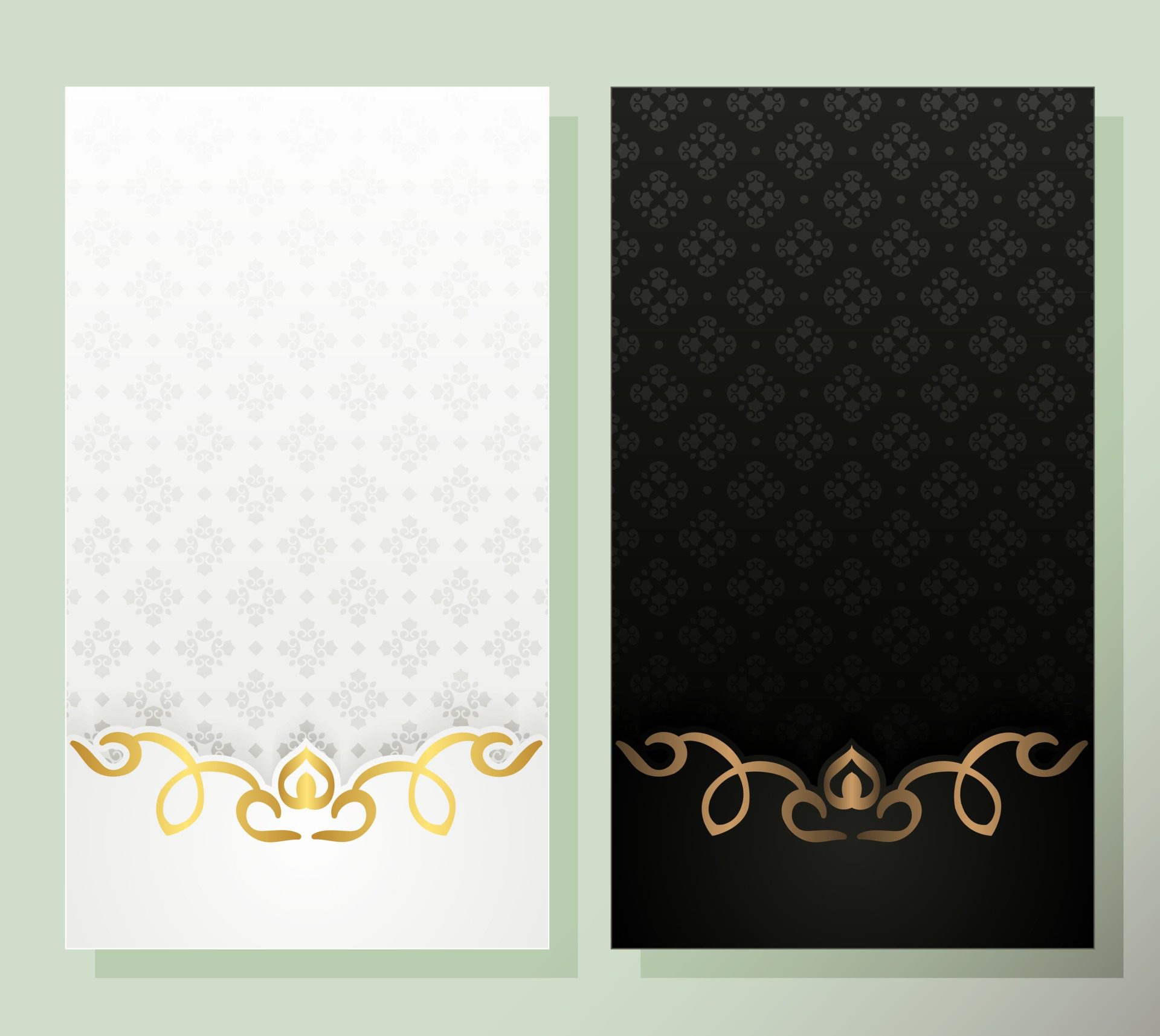 white and black greeting card with elegant pattern Free Vector