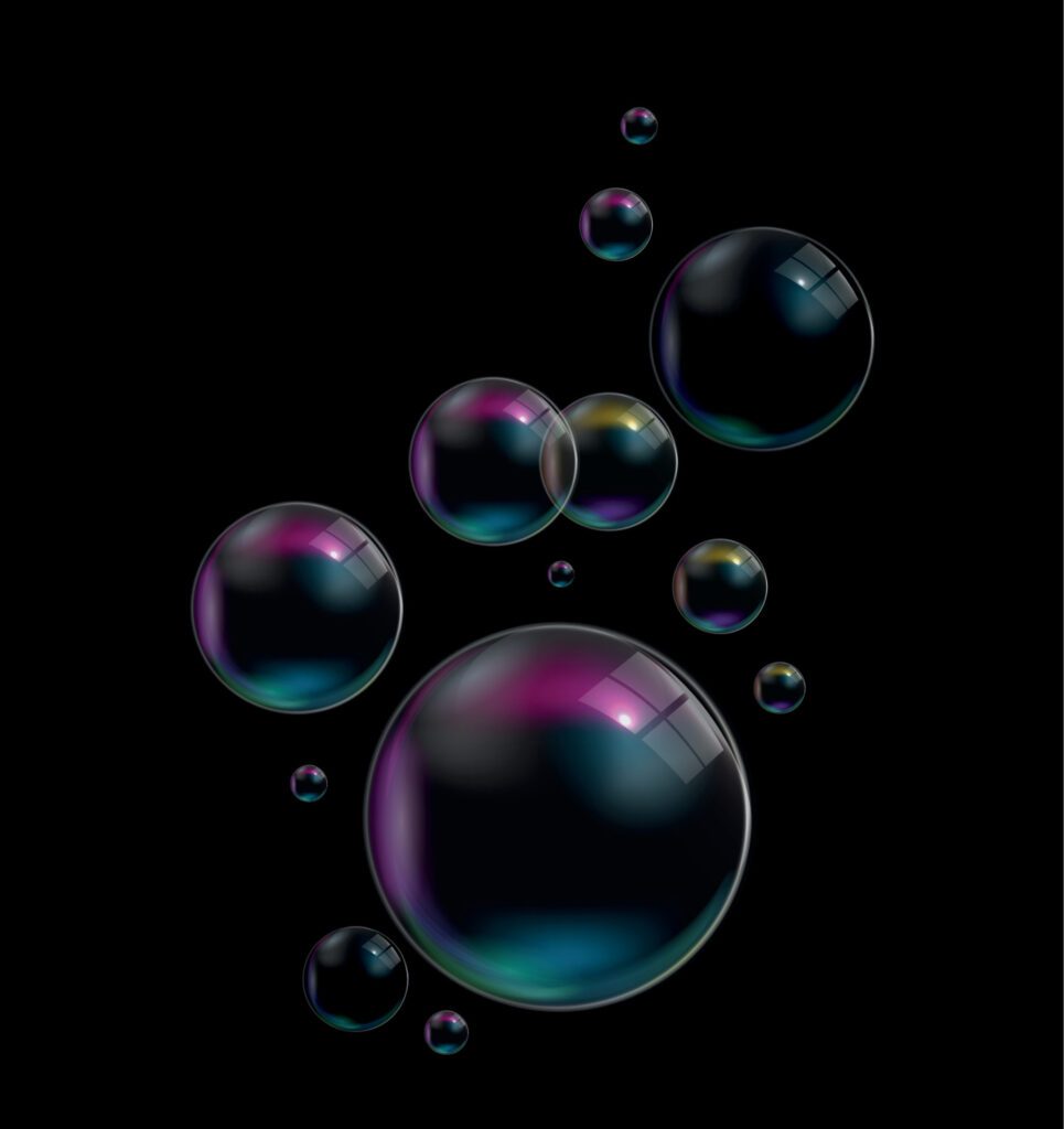 Transparent Bubbles on Dark Background. Vector Illustration Free Vector