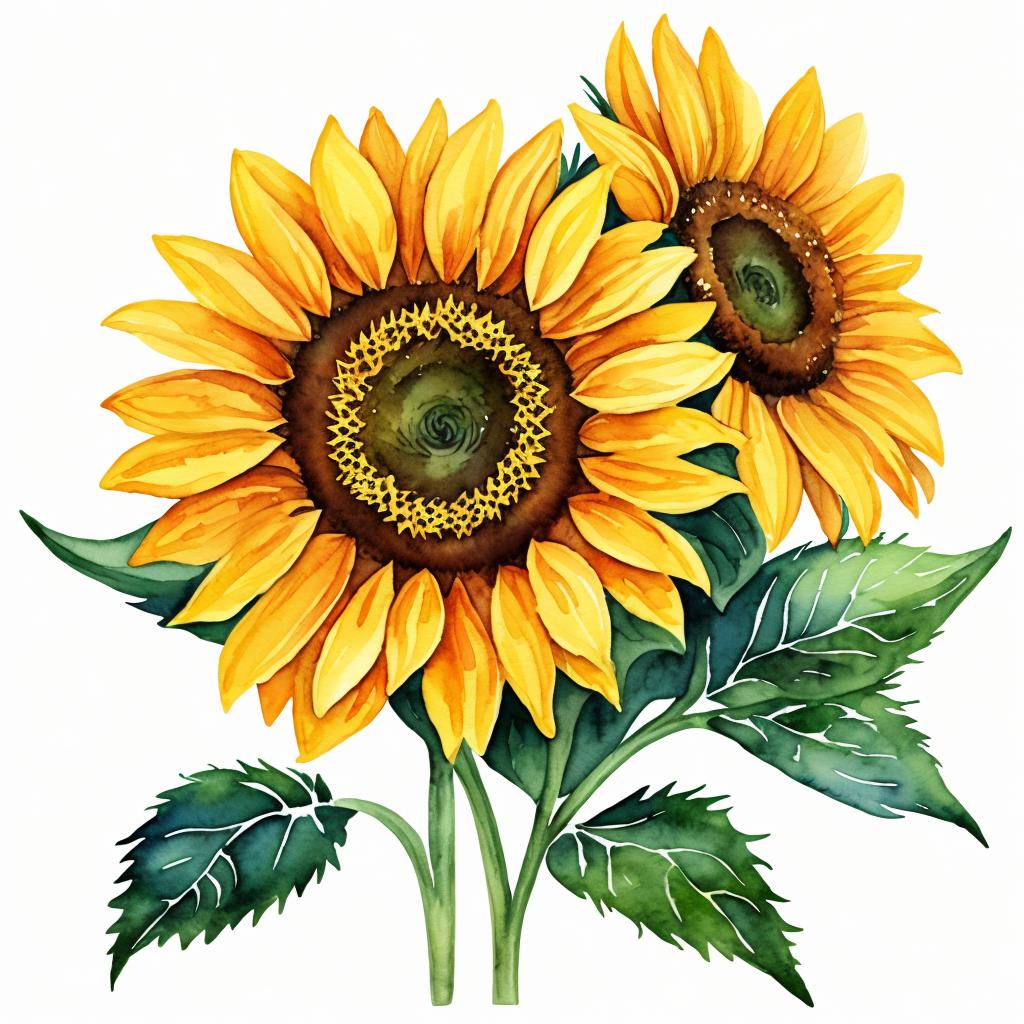 Single watercolor sunflower cartoonized by @ai_generated