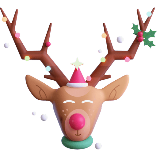 Deer, christmas, santa’s helper 3D illustration