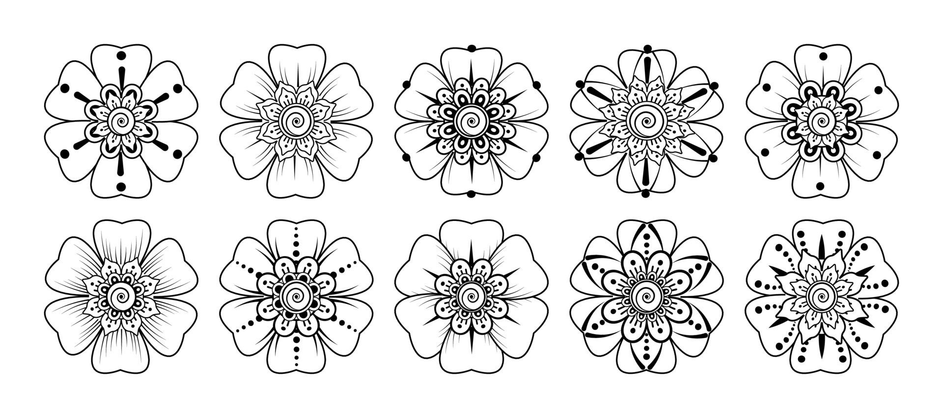 Circular pattern in the form of mandala with flower for henna Free Vector