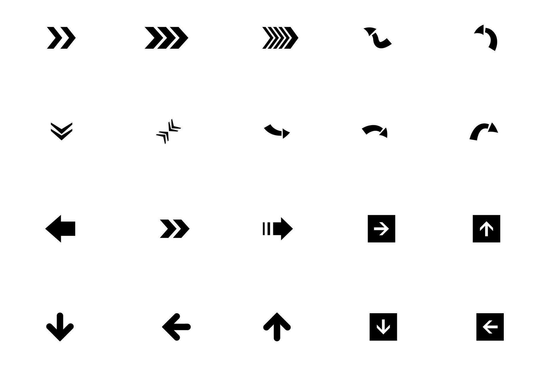 Free vector arrow icon set black. Illustrator icon collection arrow. Stock Free