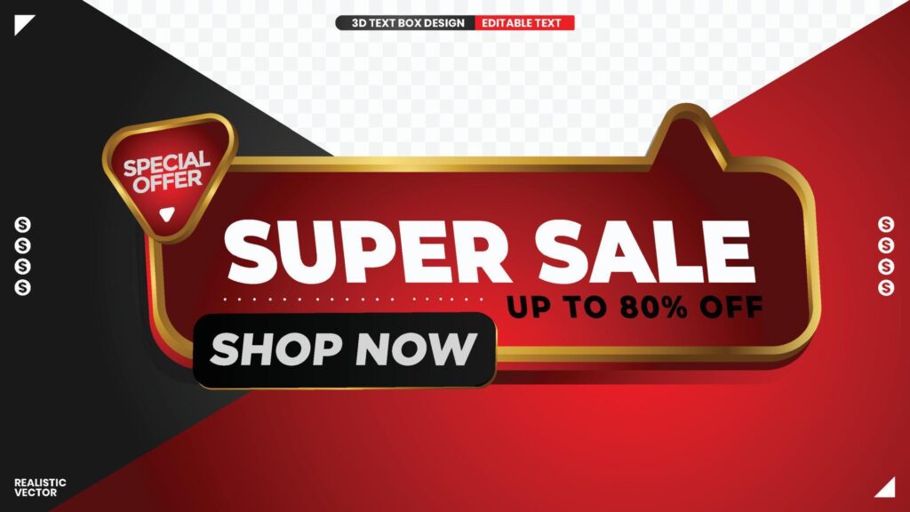 3D super sale logo for design composition Stock Free