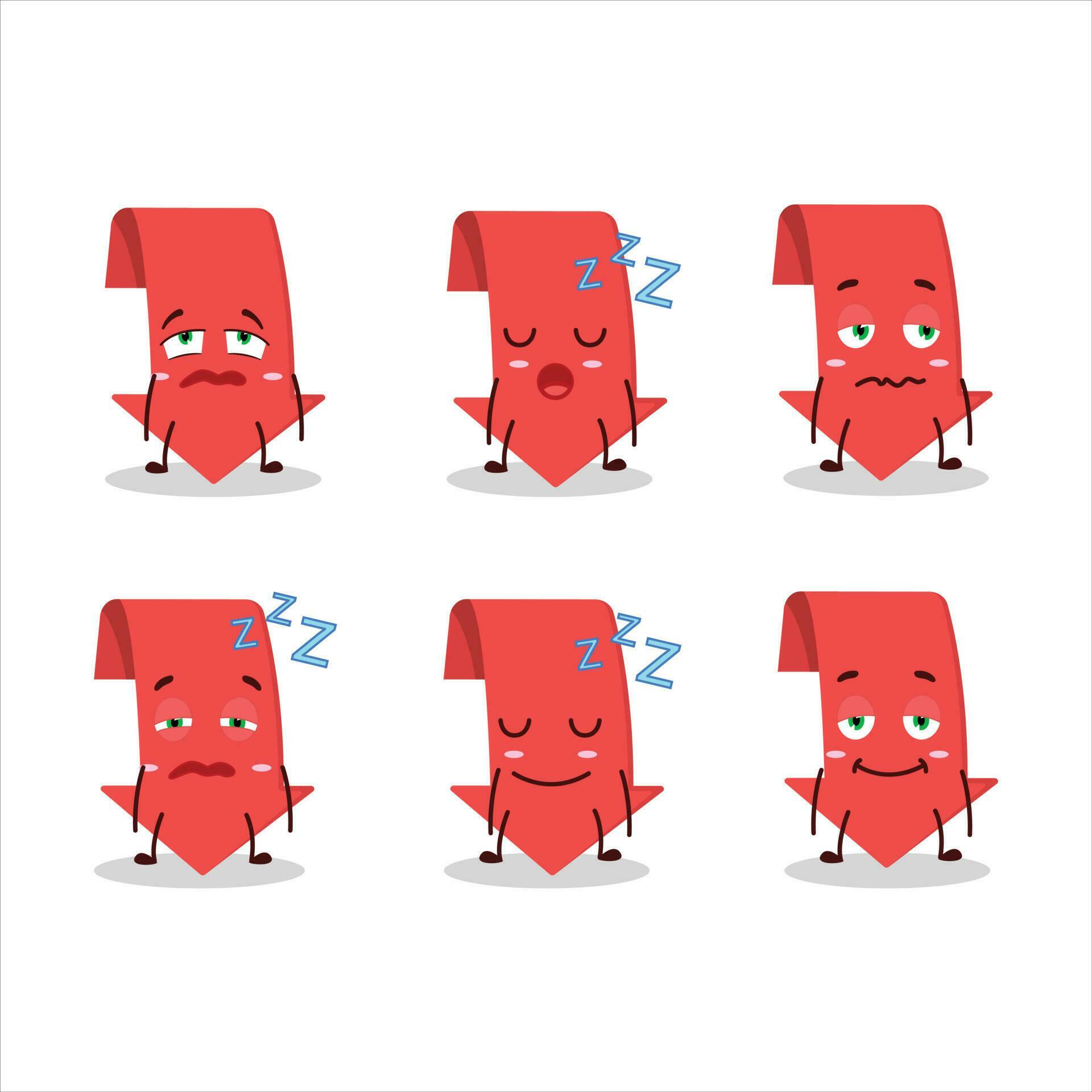 Cartoon character of arrow down with sleepy expression Stock Free