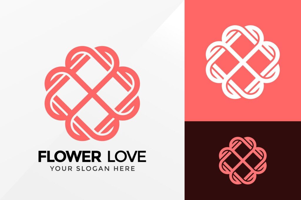 Flower Love Ornament Logo Design, Brand Identity logos vector, modern logo, Logo Designs Vector Illustration Template Stock Free and Free SVG