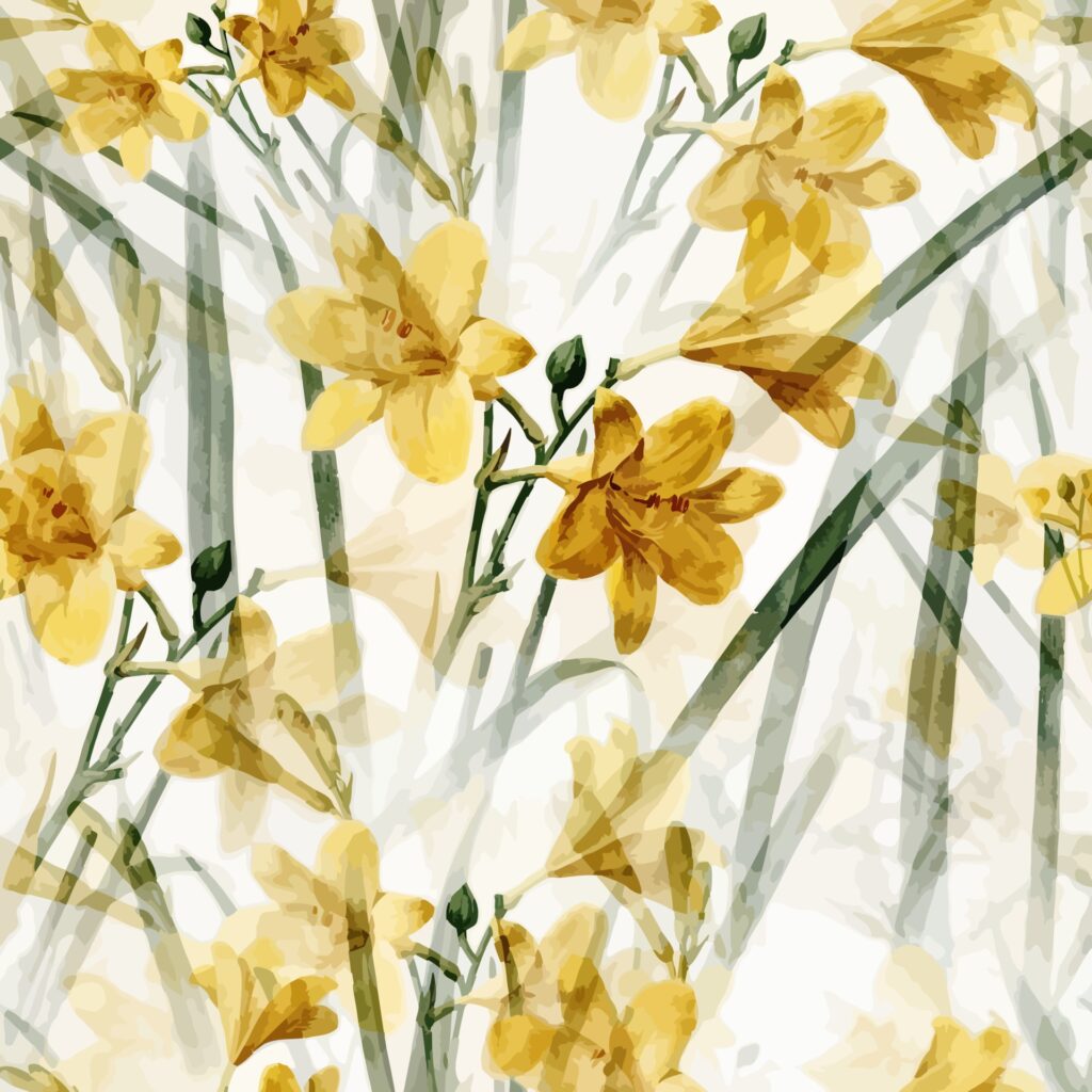 Yellow Spring Daffodil Floral Surface Pattern Free Vector