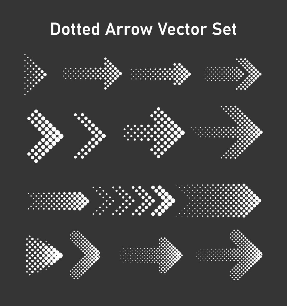 Dotted Arrows Vector Set Stock Free