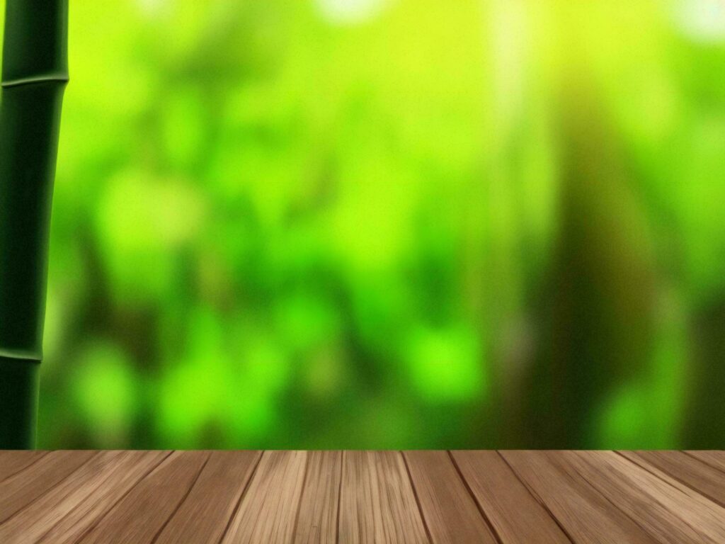 Wooden table on bamboo plant background ai generated Stock Free