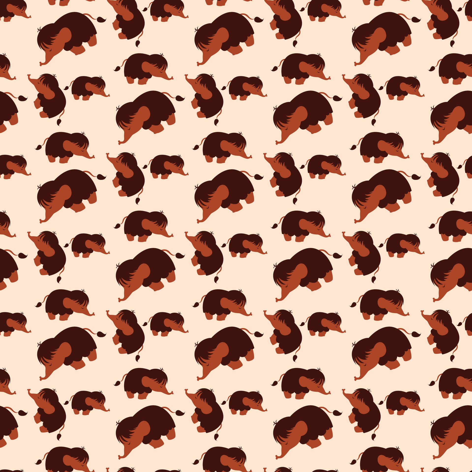 Stylized Elephants Seamless Pattern Design Free Vector