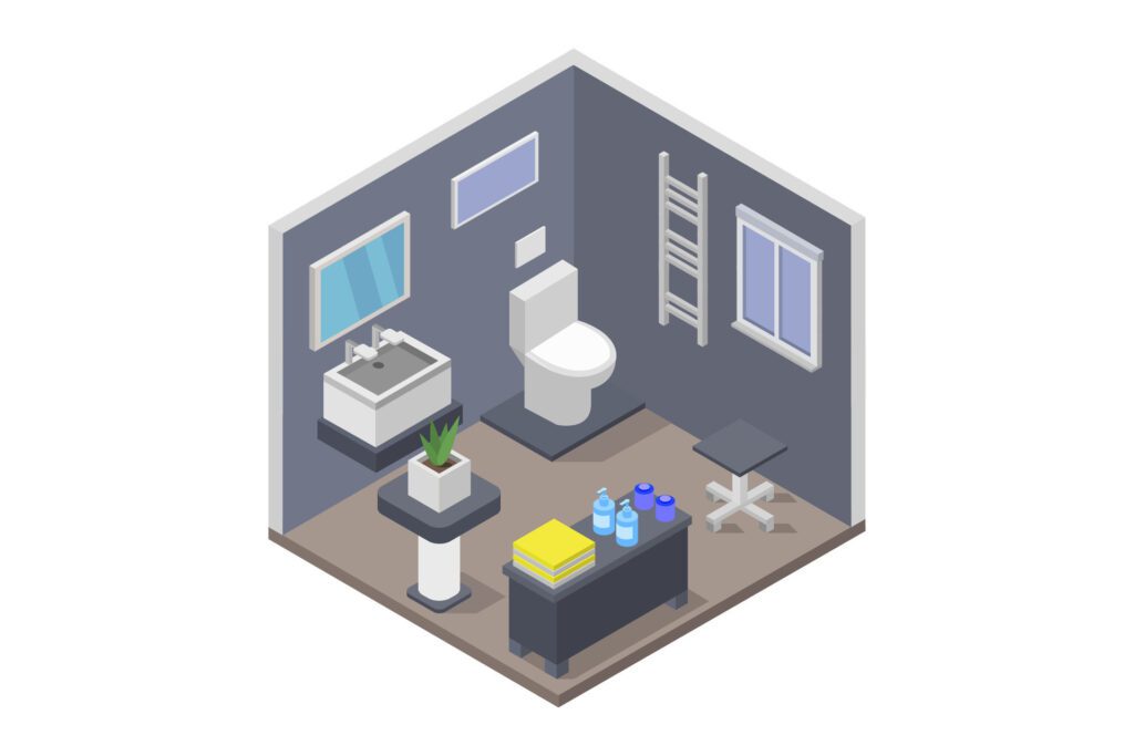 Isometric bathroom on white background Free Vector