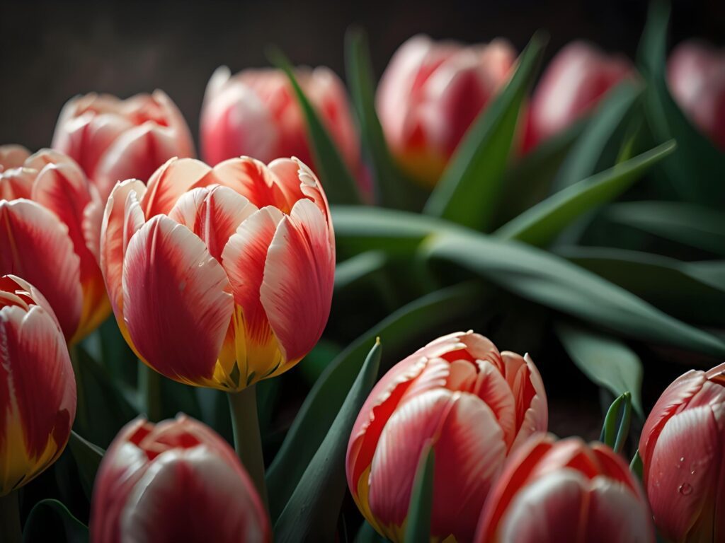 Beautiful tulip flower on a dark background tulips flower Stock Free