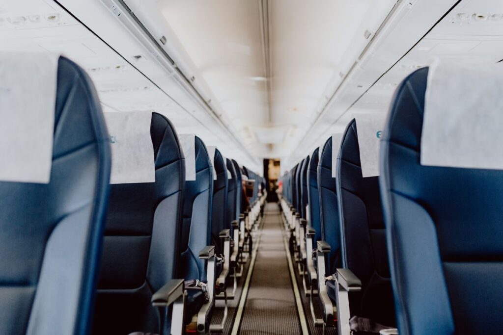 Interior of the passenger airplane Stock Free