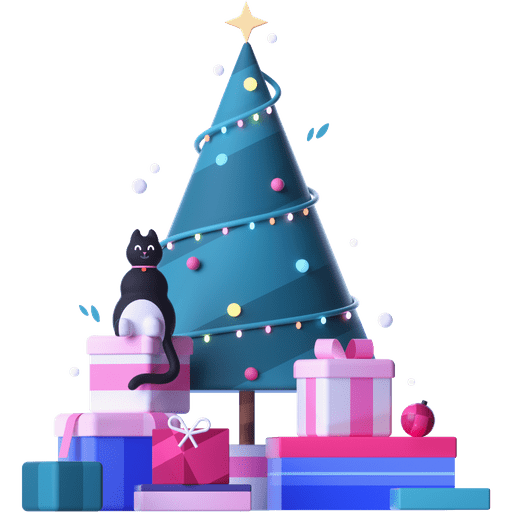 Christmas, christmas tree, gifts 3D illustration