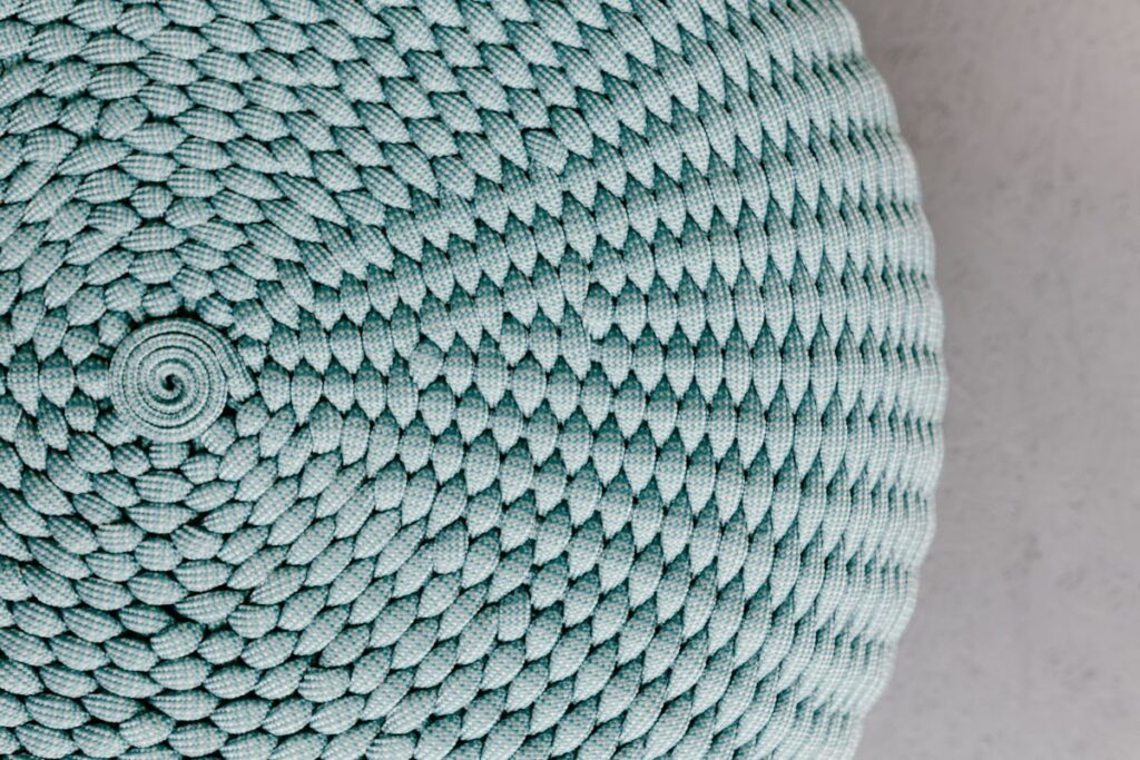 Blue knitted pouf Stock Free