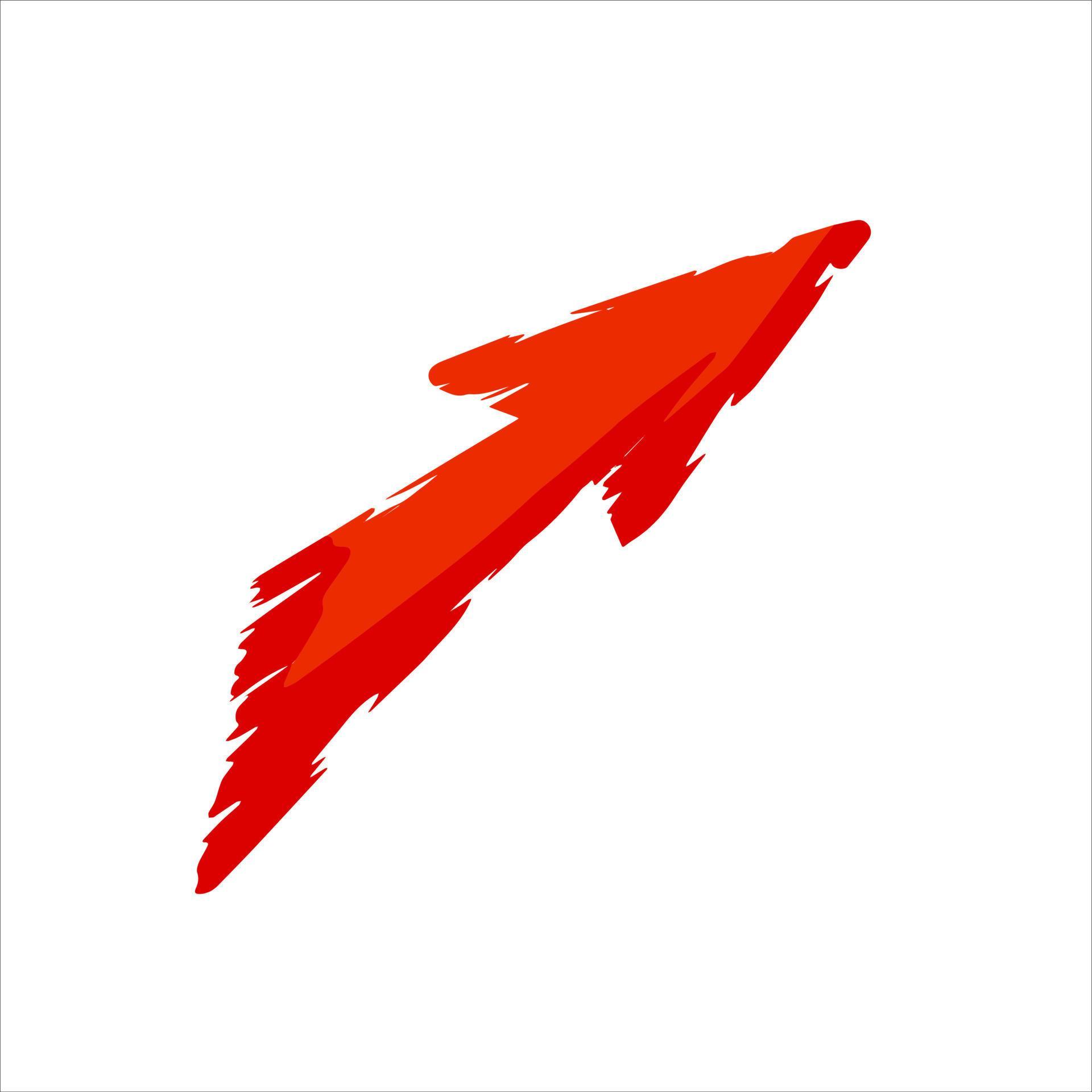 Red arrow with ragged edges. Direction indicator in grunge style. Stock Free