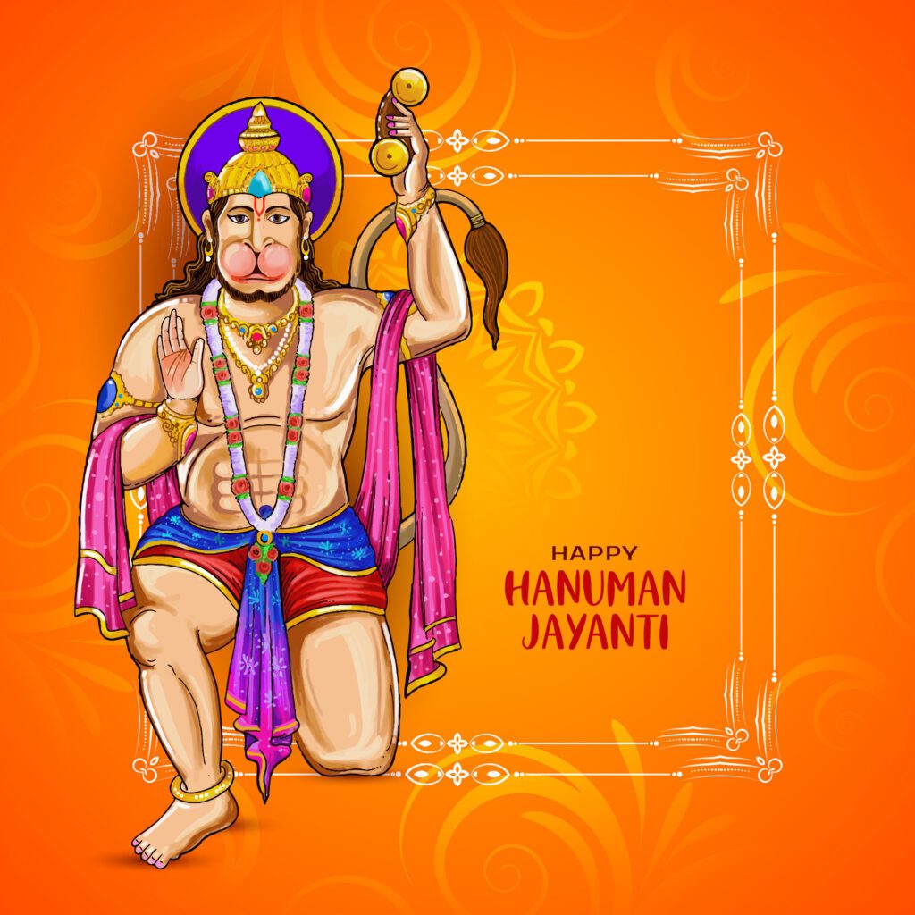 Happy Hanuman Jayanti festival greeting decorative background Free Vector