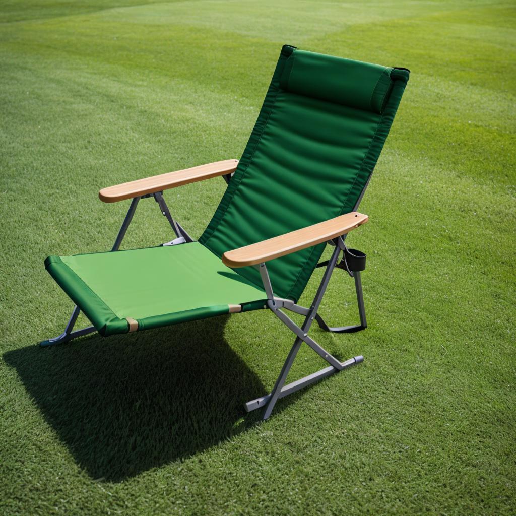 Lawn chair with green by @ai_generated