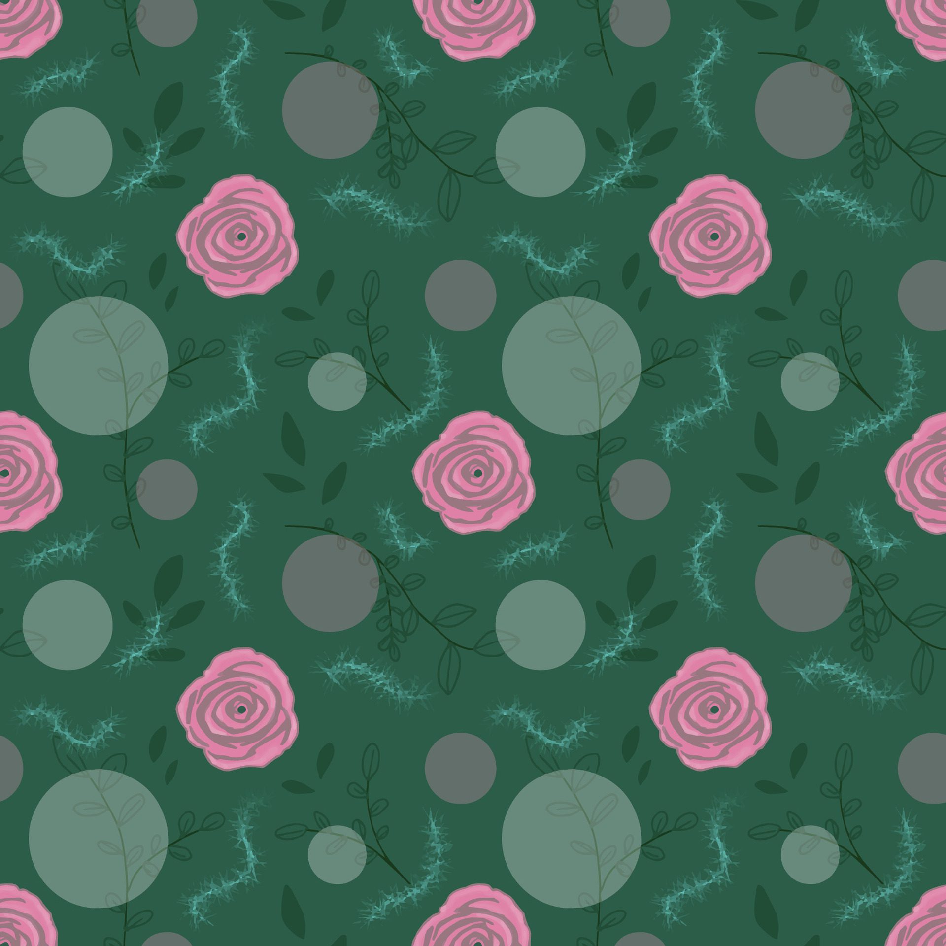 Rose Flower vector art seamless pattern Free Vector