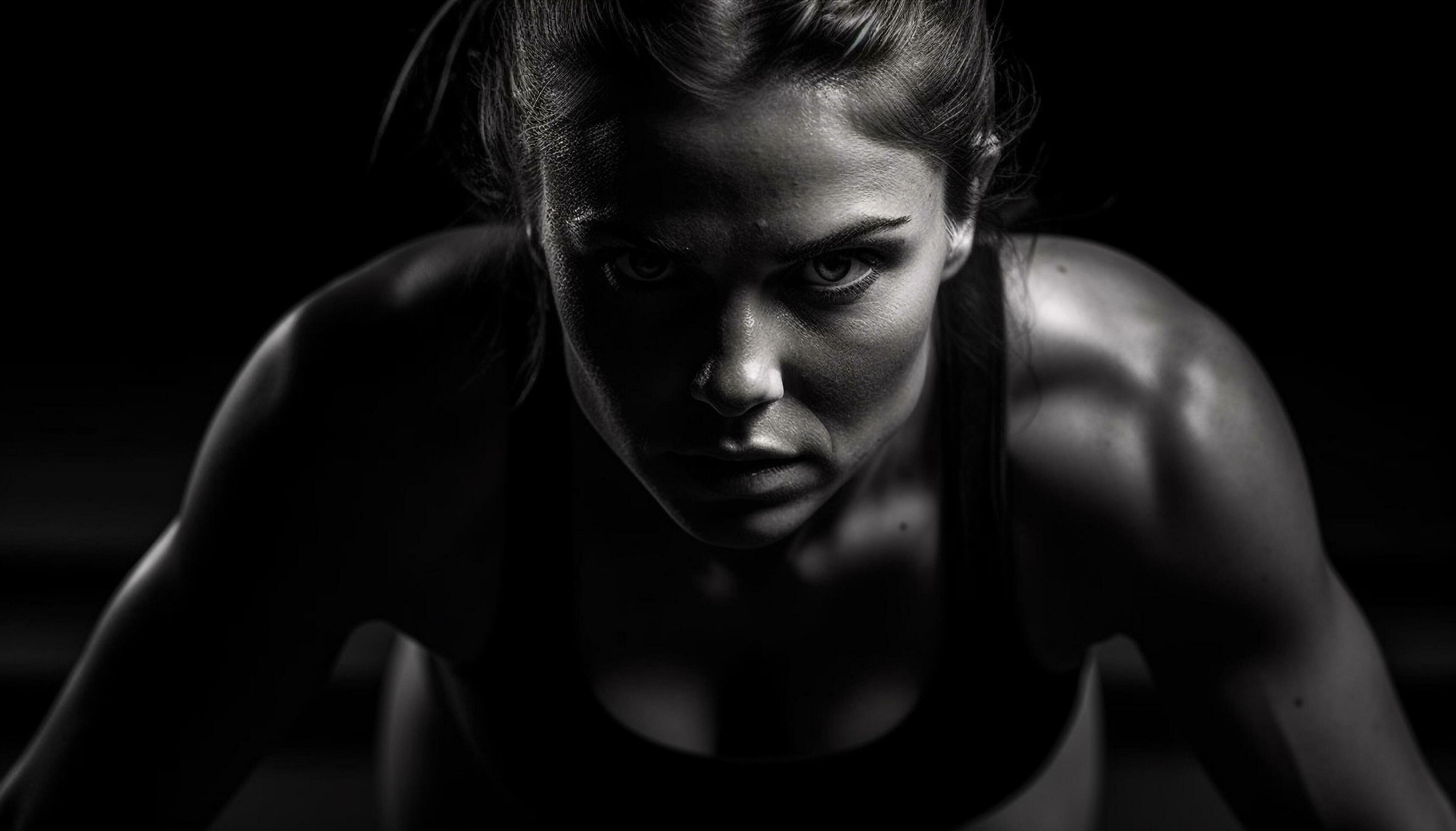 Muscular young woman exercising for healthy lifestyle generated by AI Stock Free