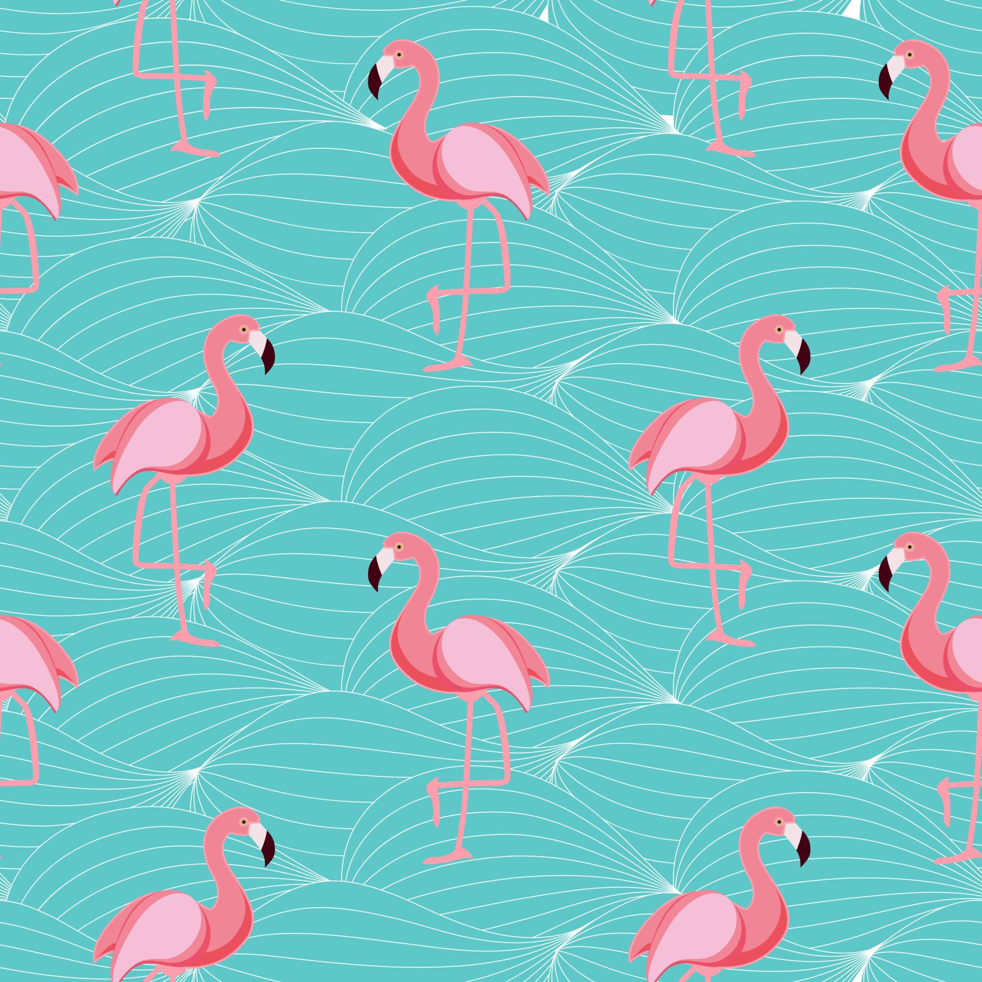 Cute Retro Seamless Flamingo Pattern Background Vector Illustration Free Vector