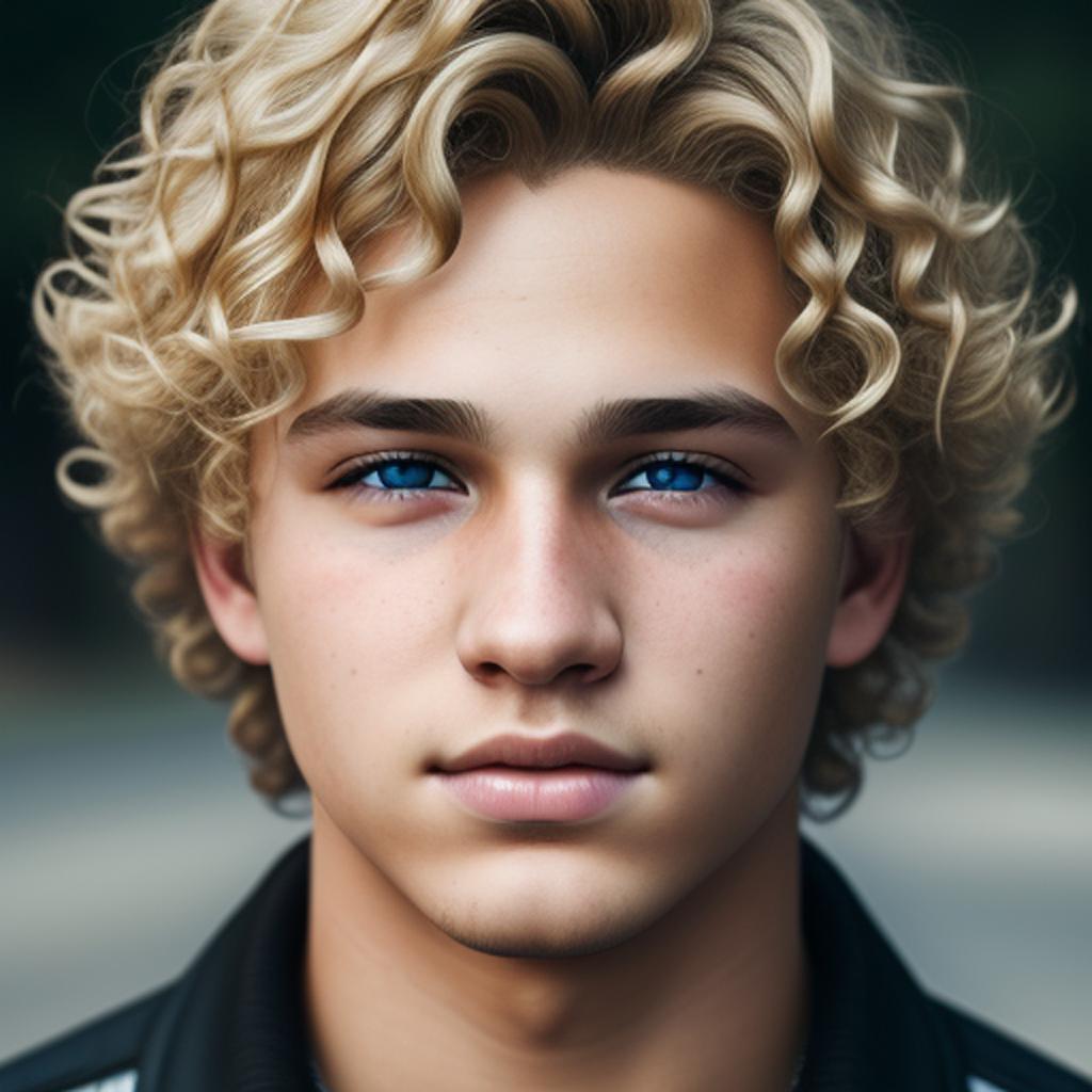 Teenage guy with blonde by @ai_generated