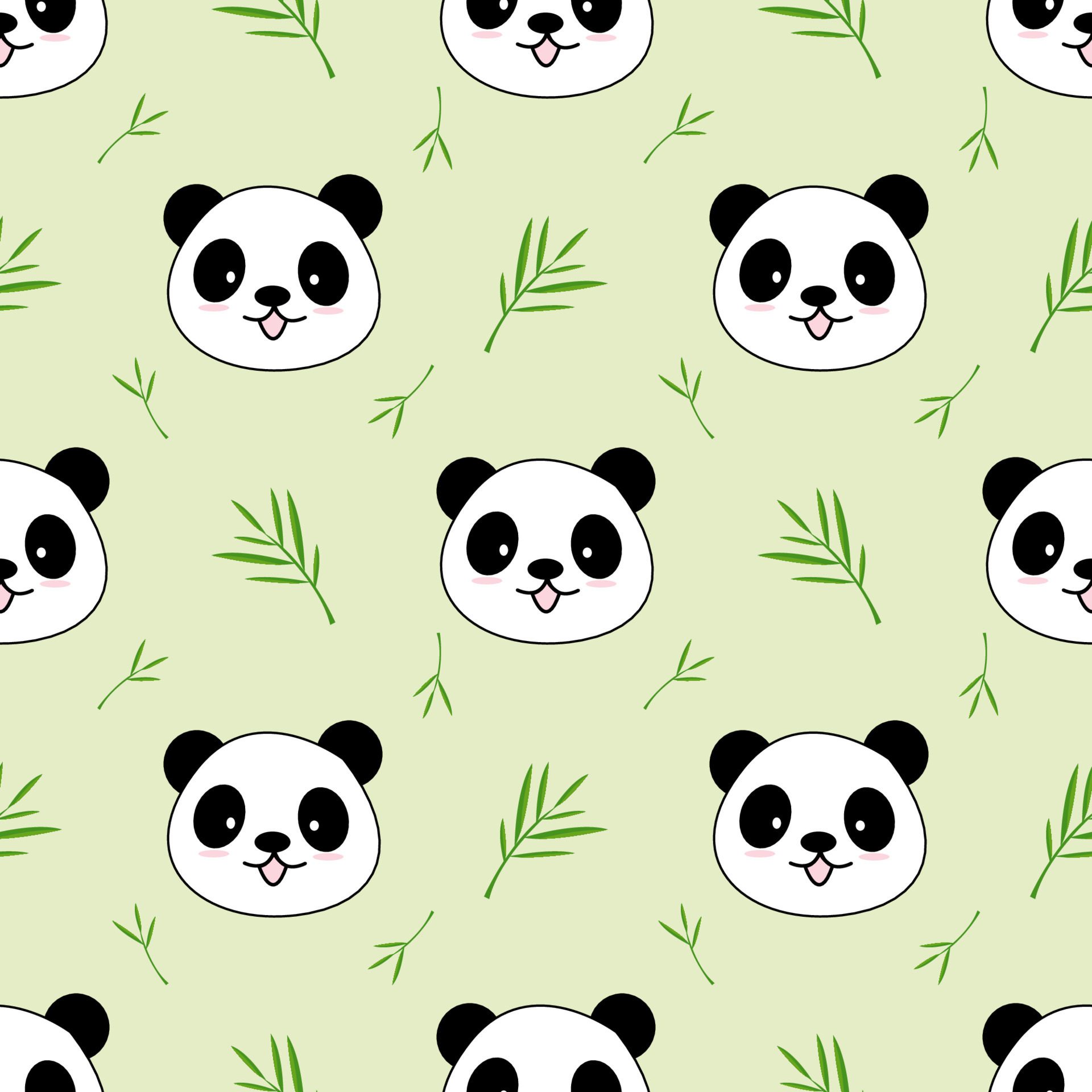 Cute Panda Seamless Pattern Background, Cartoon Panda Bears Vector illustration, Creative kids for fabric, wrapping, textile, wallpaper, apparel. Free Vector and Free SVG