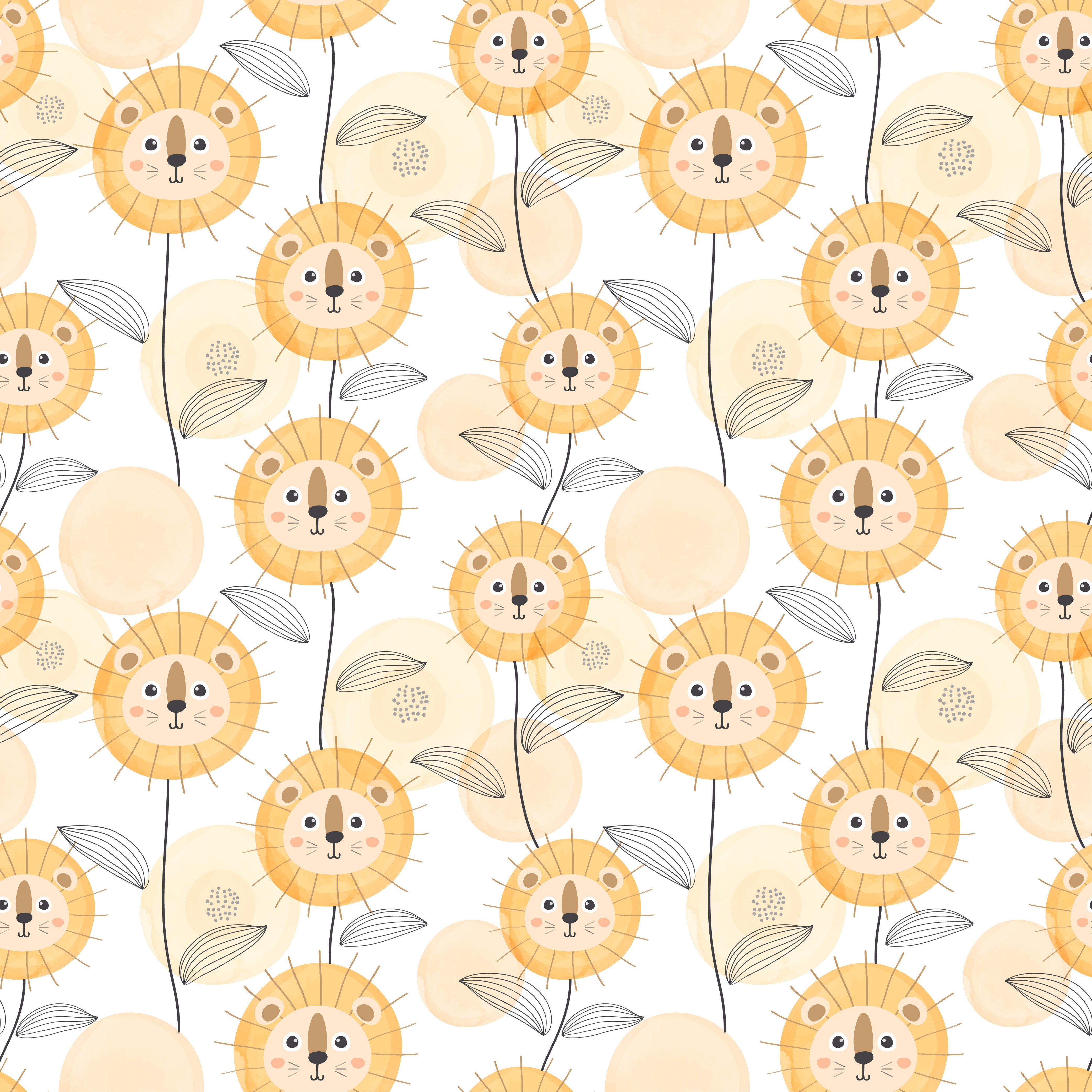 Baby seamless pattern with cute lion concept Free Vector