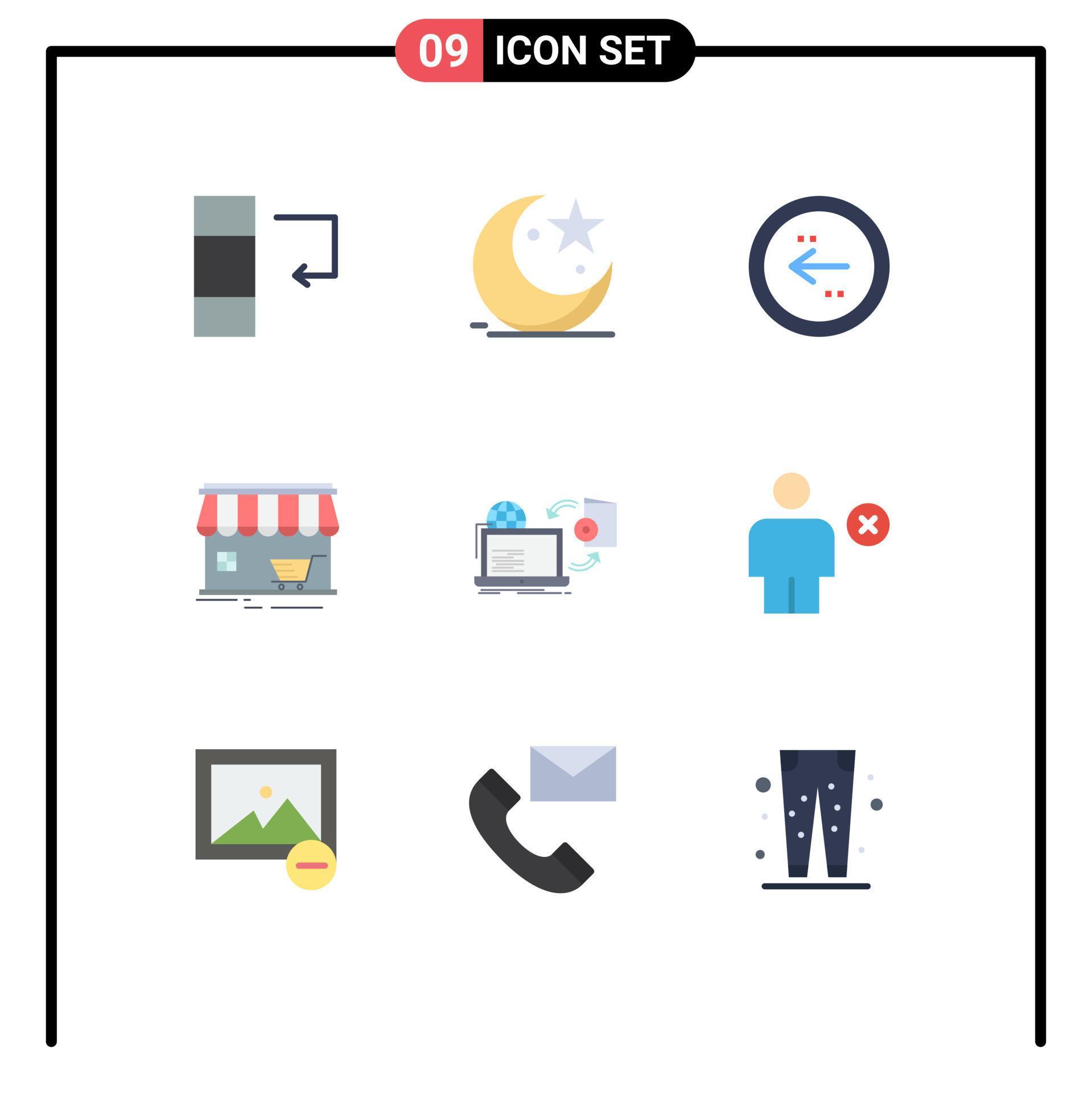 9 Thematic Vector Flat Colors and Editable Symbols of shopping market arrow store left Editable Vector Design Elements Stock Free