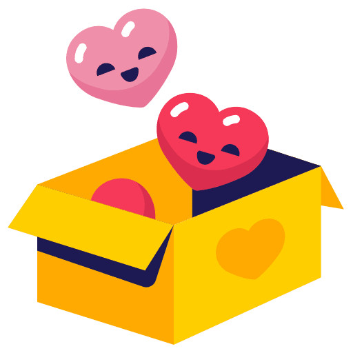 Box, hearts, love sticker