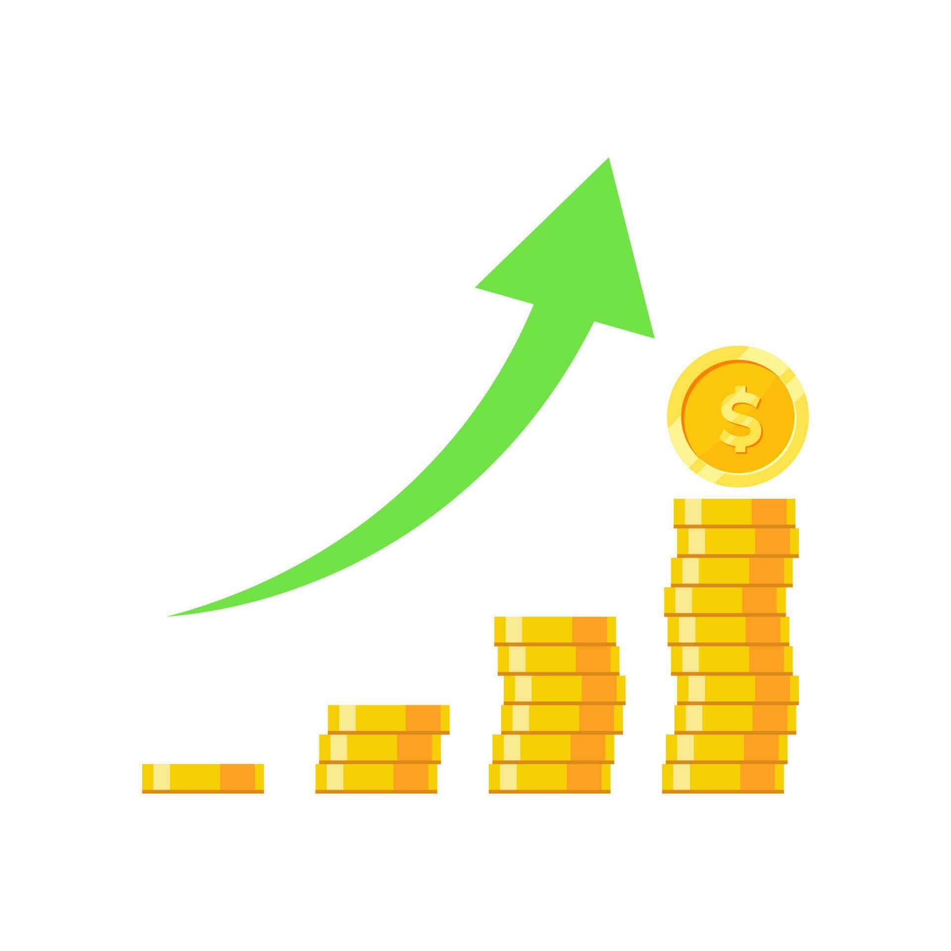 gold coin growth arrow up. money growth up. Stock Free