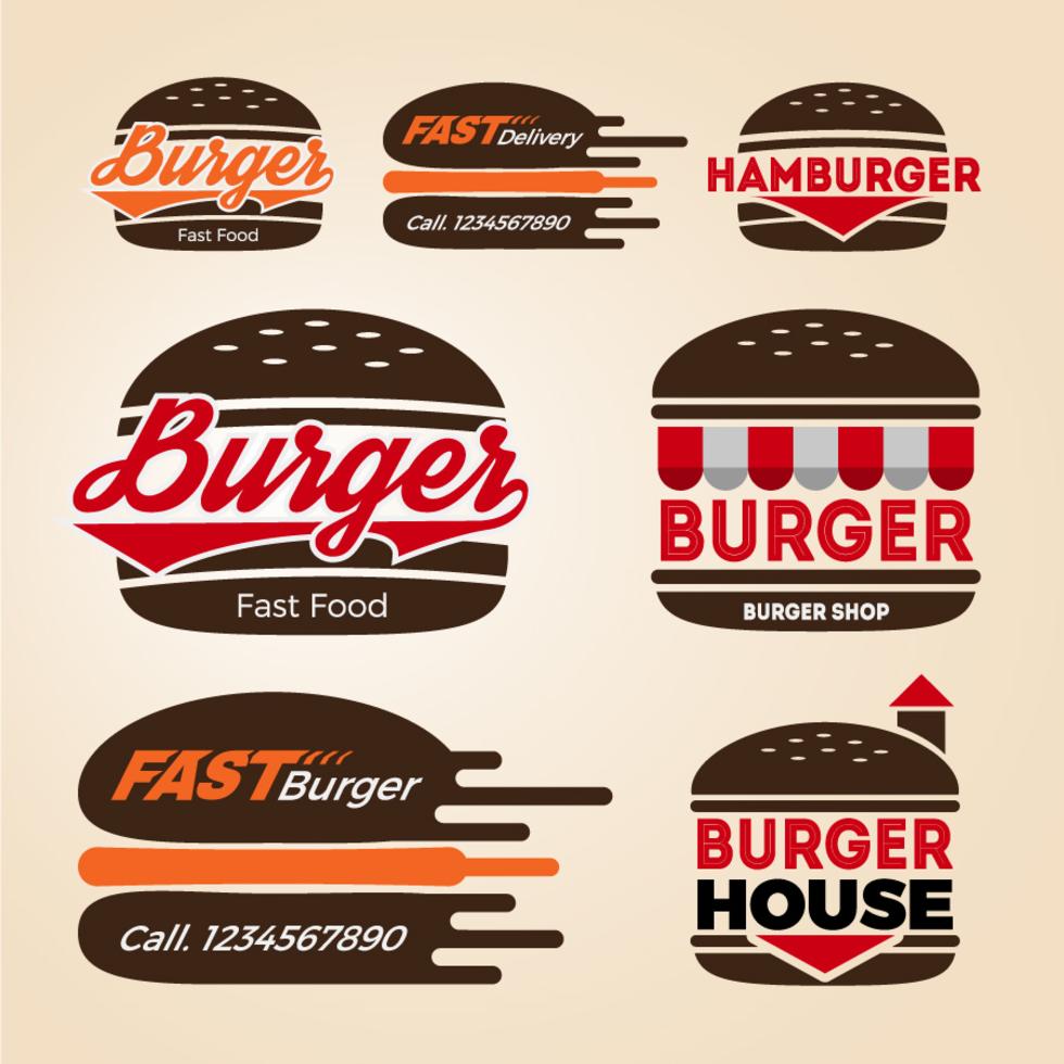 Set of burger shop icon logo design Stock Free