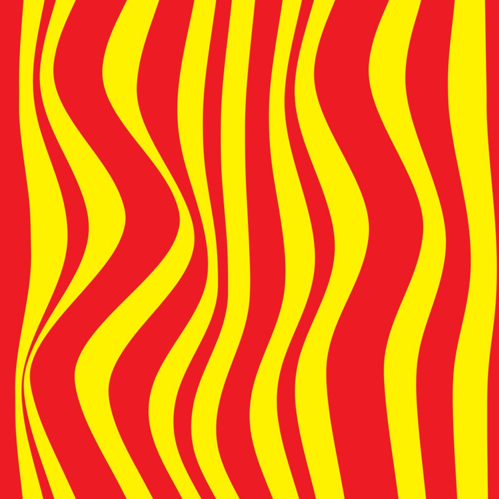 simple abstract red color vertical line wavy distort pattern on yellow background Free Vector