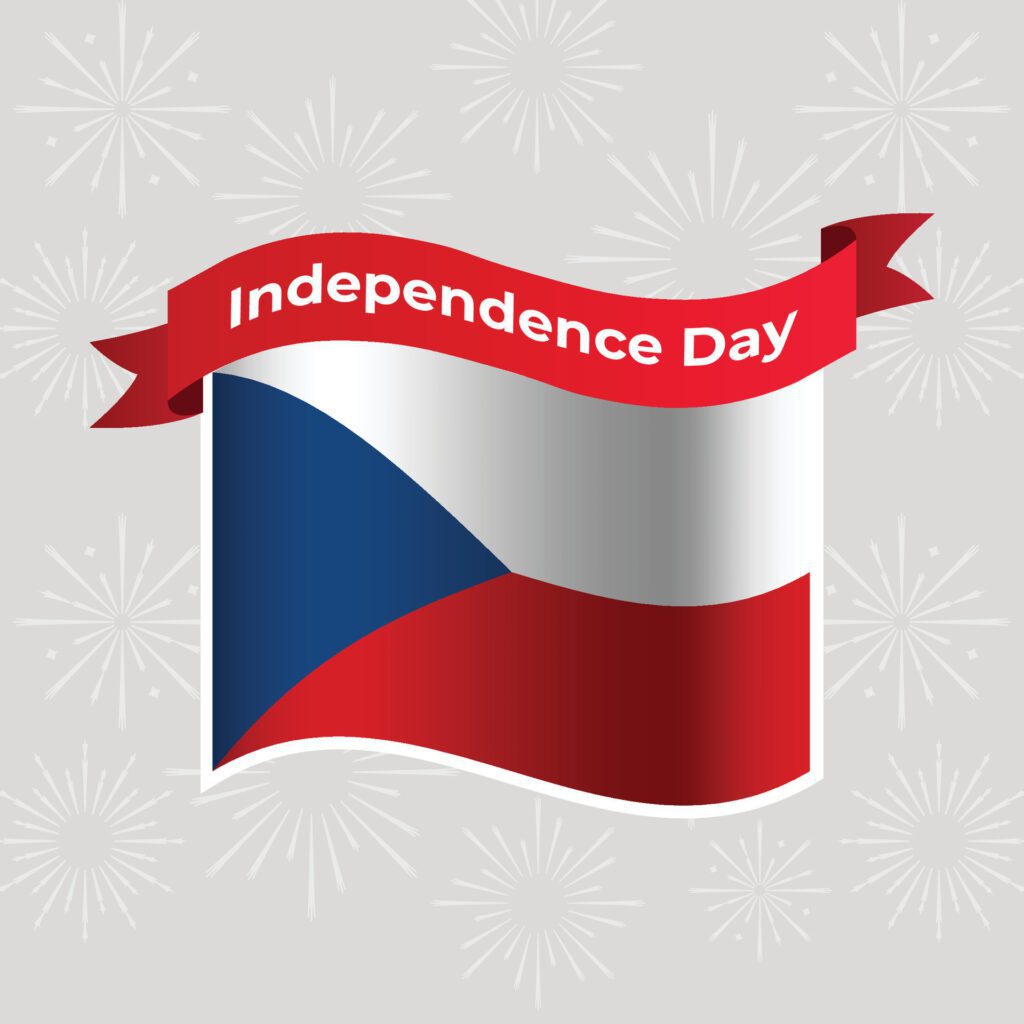 Czech Republic Wavy Flag Independence Day Banner Background Free Vector